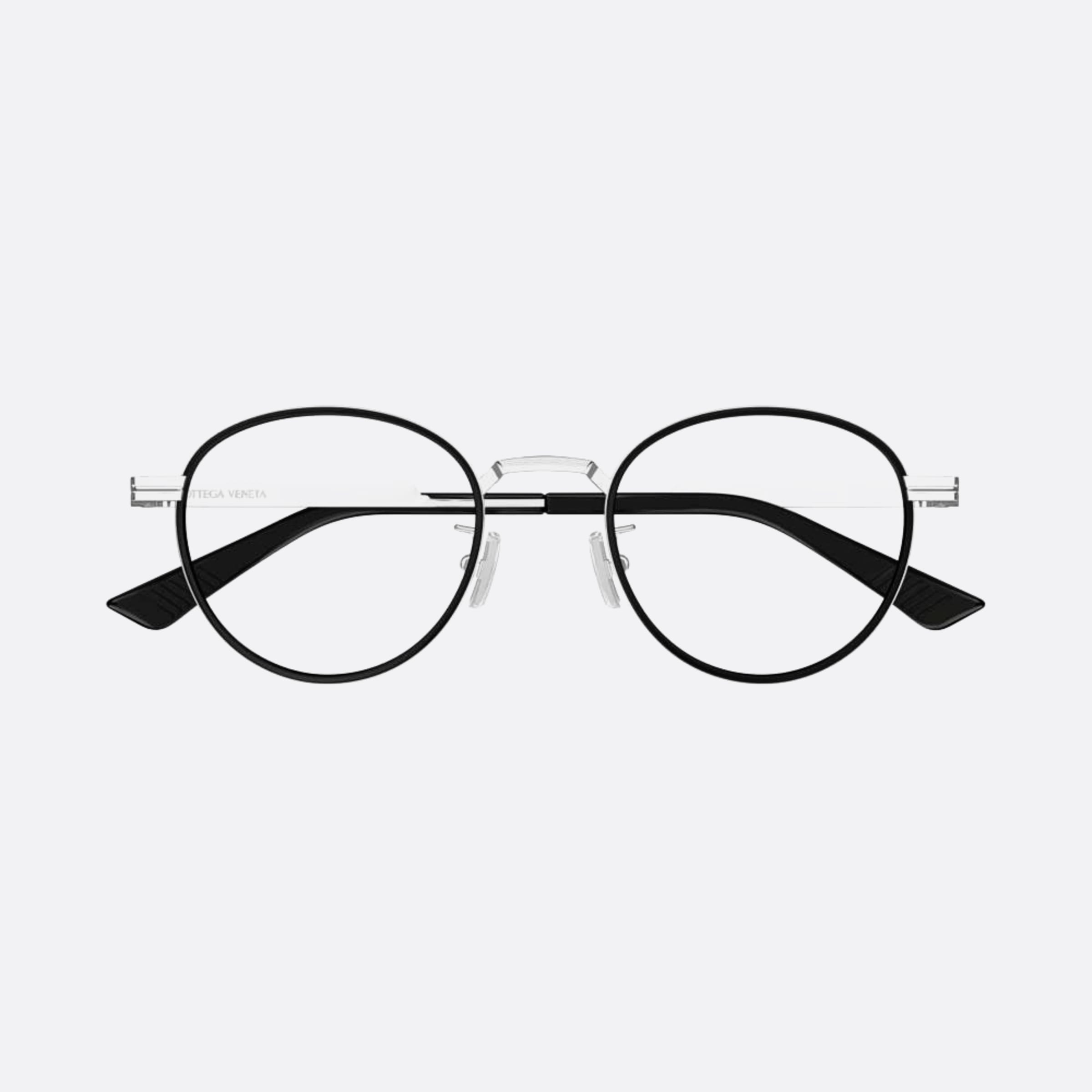 Bottega 48mm Veneta Silver Round Unisex Eyeglasses - Main View