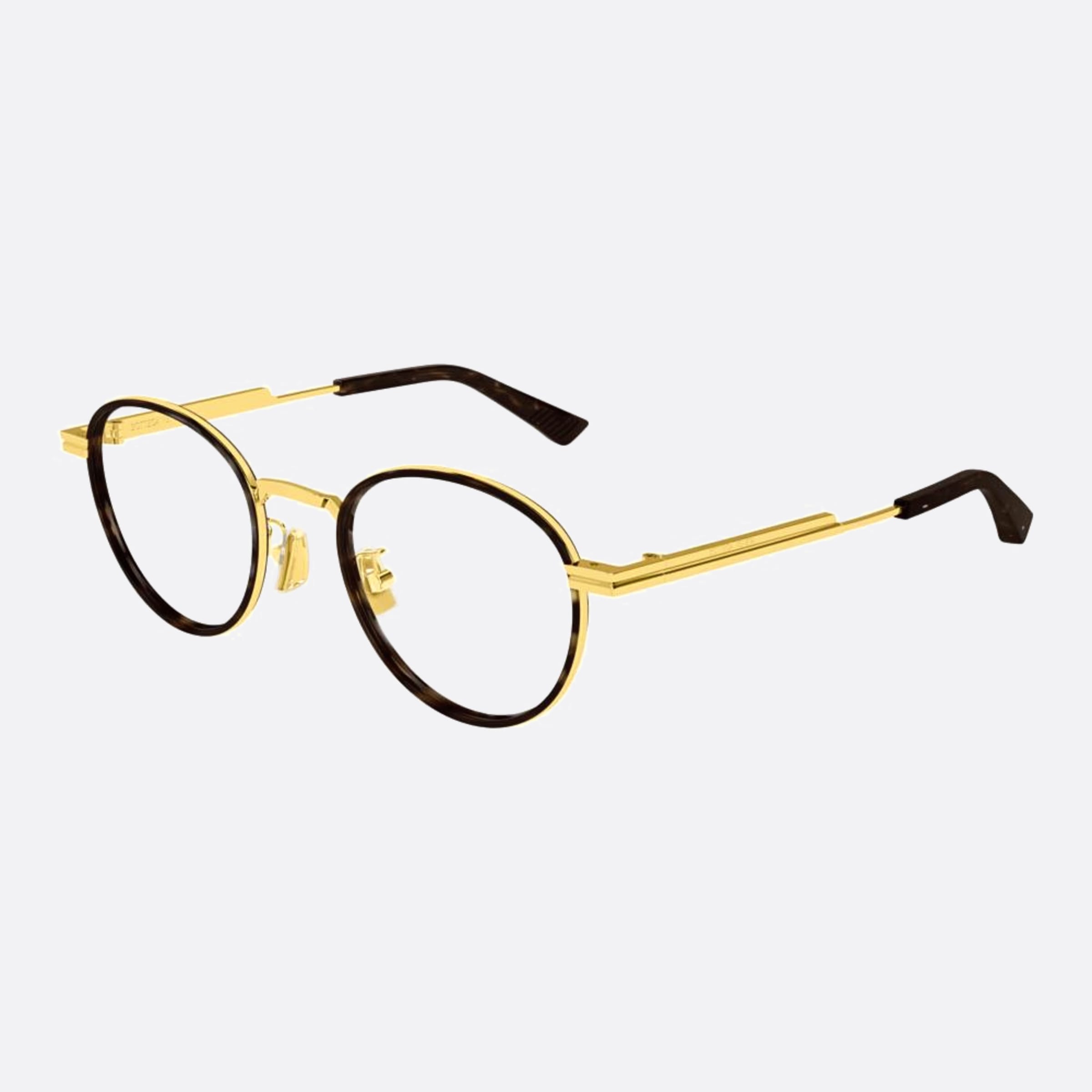 Bottega 48mm Veneta Brown Round Unisex Eyeglasses - Side View