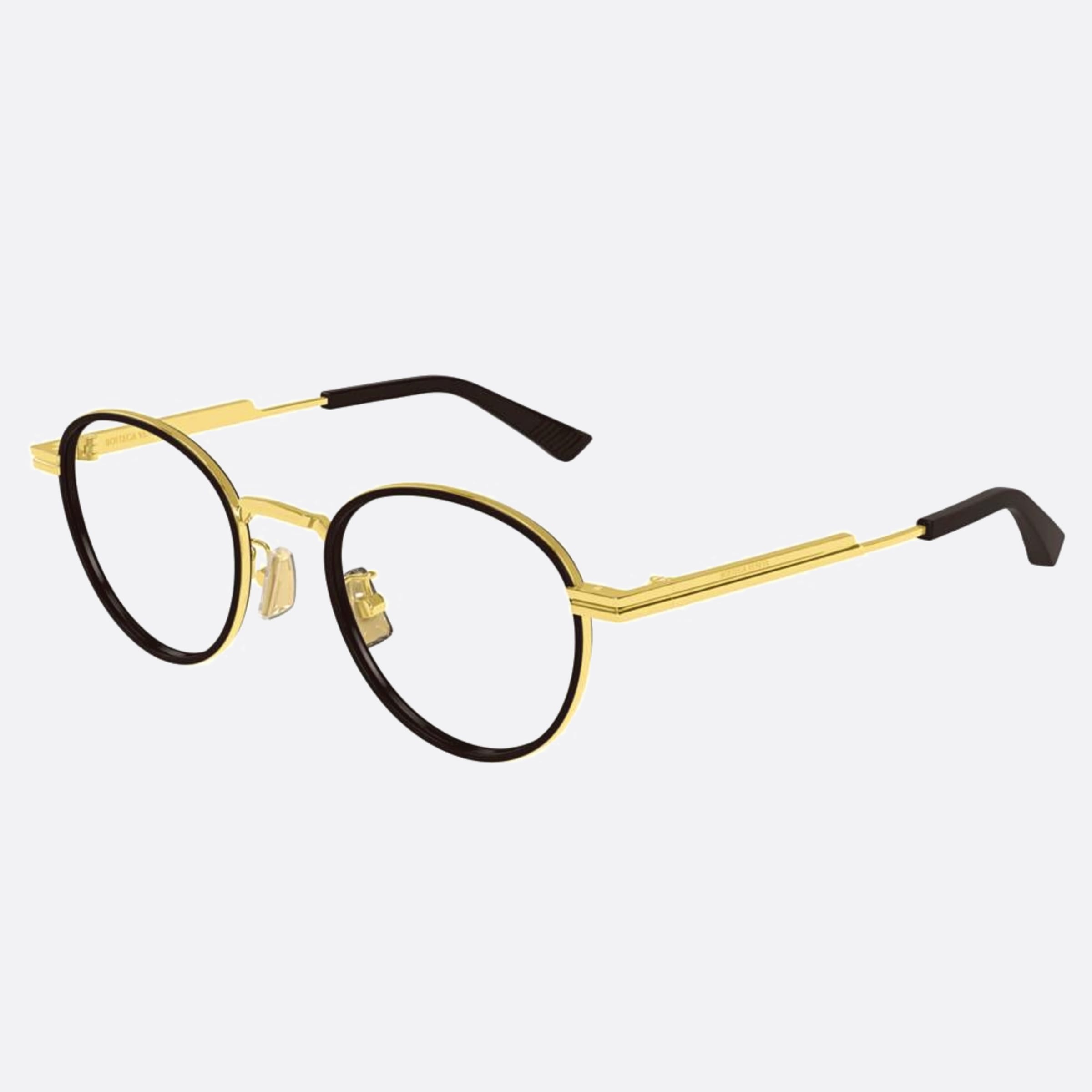 Bottega 48mm Veneta Black Round Unisex Eyeglasses - Side View