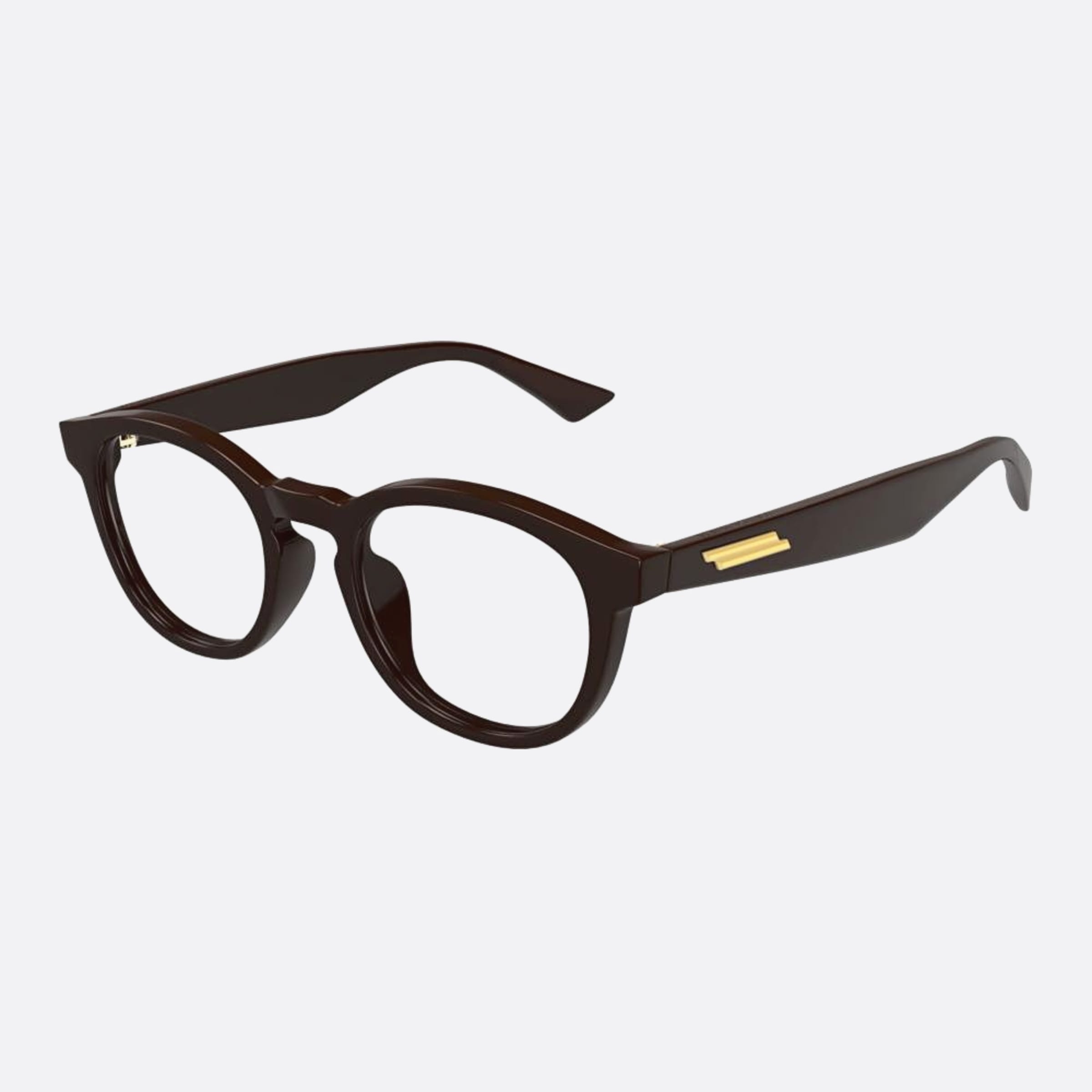 Bottega 50mm Veneta Brown Round Unisex Eyeglasses - Side View