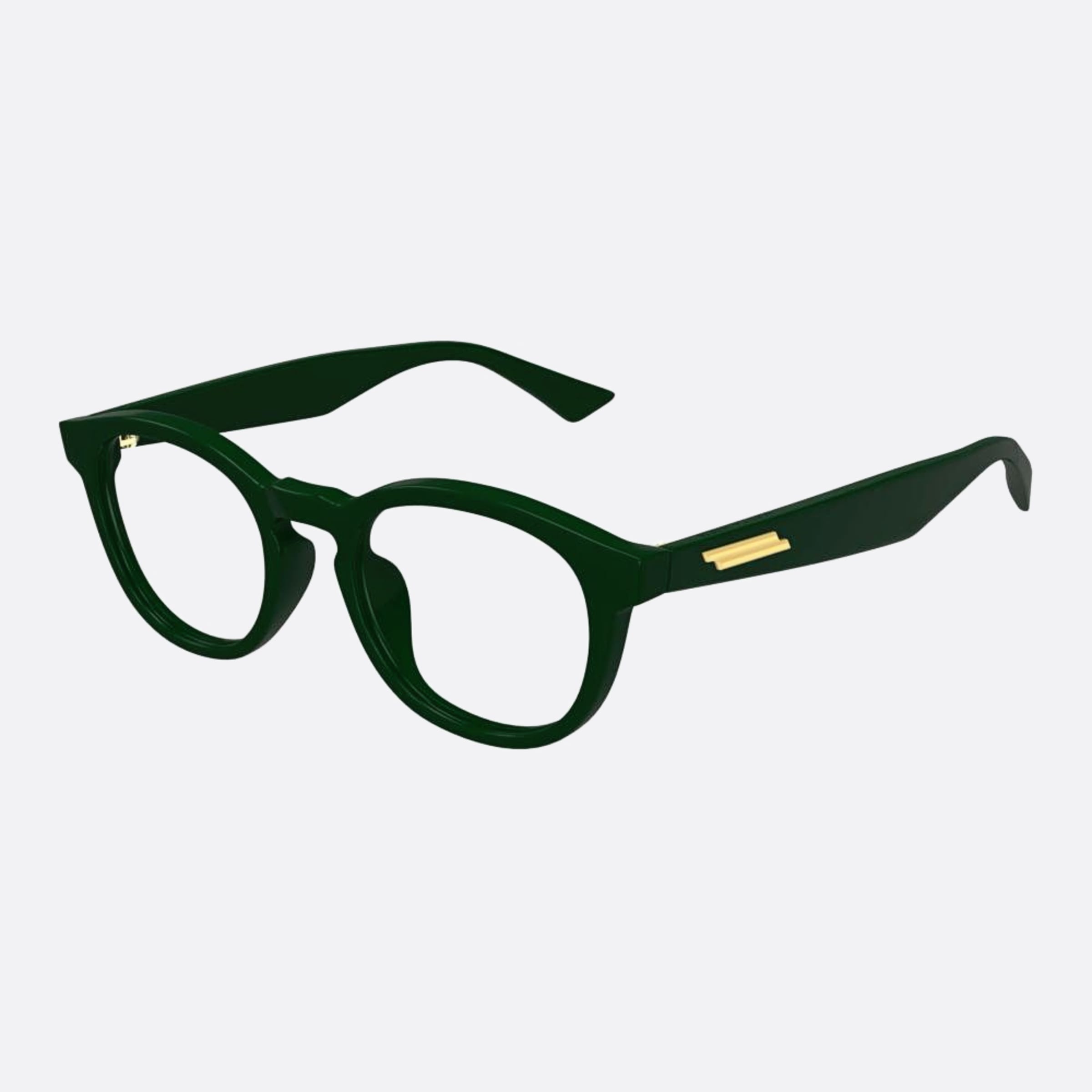 Bottega 50mm Veneta Green Round Unisex Eyeglasses - Side View