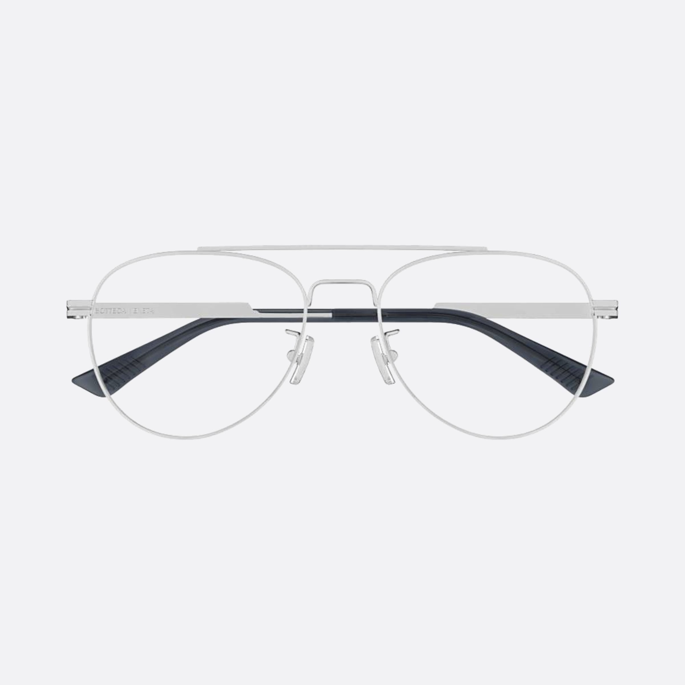 Bottega 54mm Veneta Silver Pilot Unisex Eyeglasses - Main View