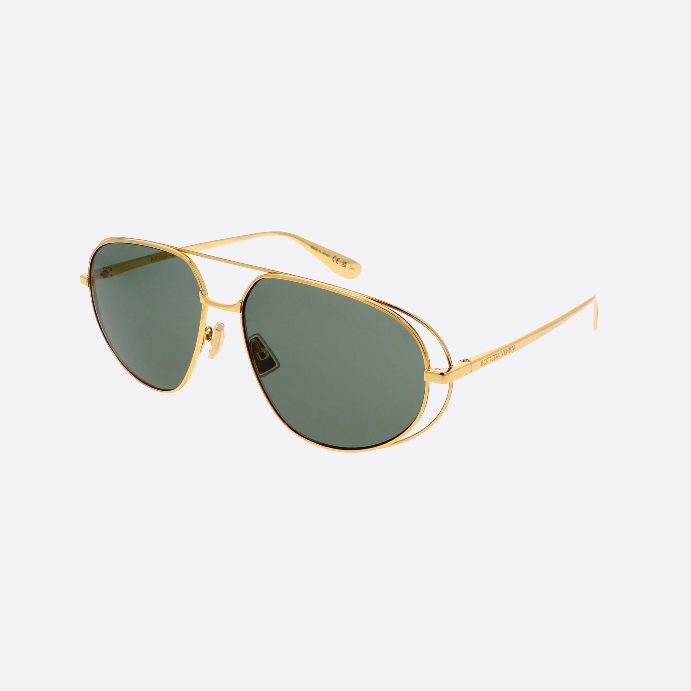 Bottega 61mm Veneta Gold Pilot Unisex Sunglasses - Main View
