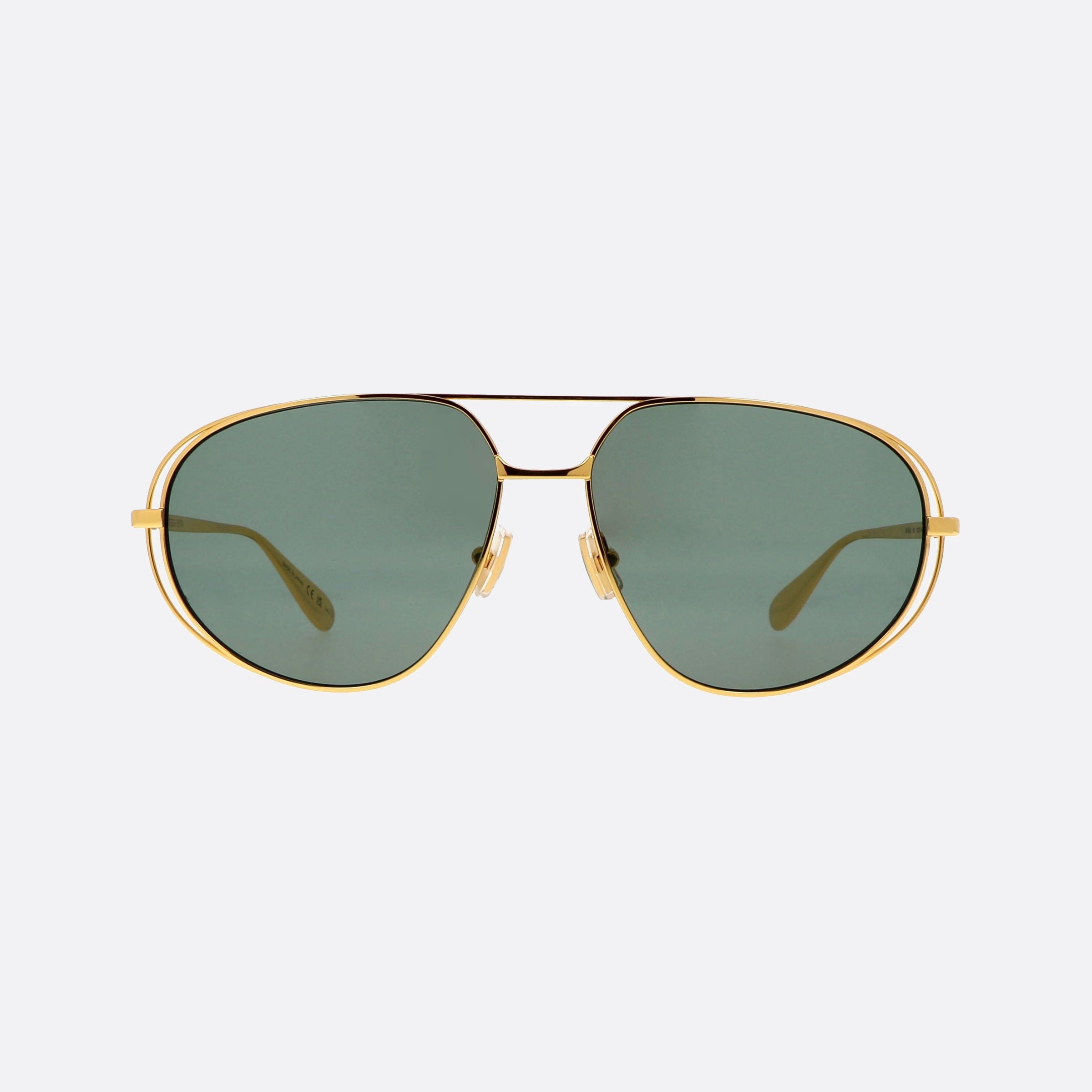 Bottega 61mm Veneta Gold Pilot Unisex Sunglasses - Side View