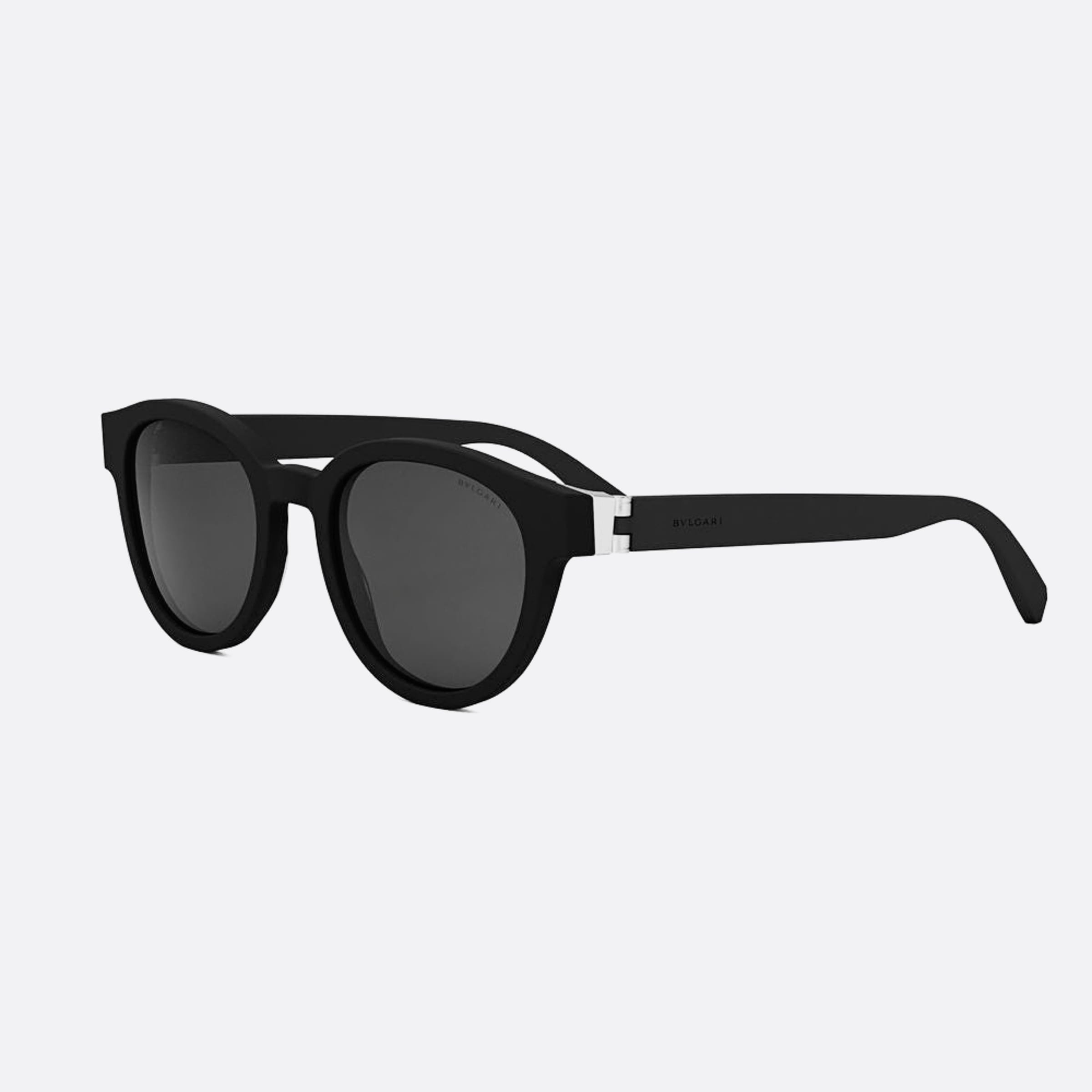Bvlgari 51mm Aluminium 02a Black Round Men Sunglasses - Side View