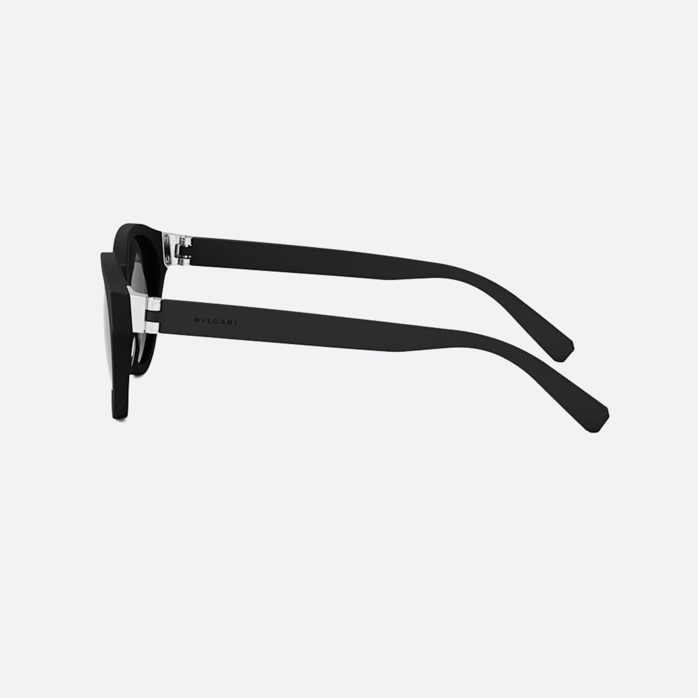 Bvlgari 51mm Aluminium 02a Black Round Men Sunglasses - Detail View