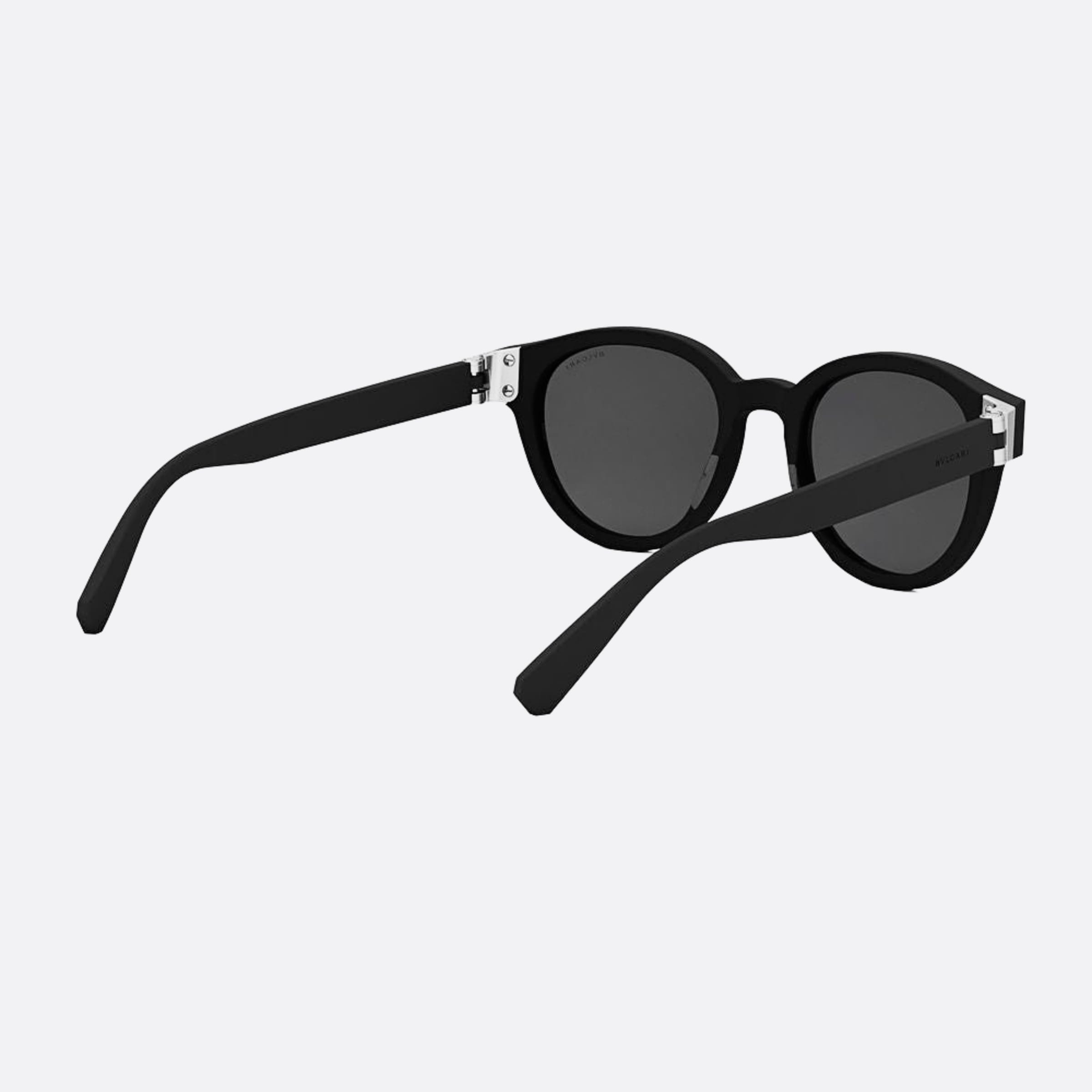 Bvlgari 51mm Aluminium 02a Black Round Men Sunglasses - Additional Angle