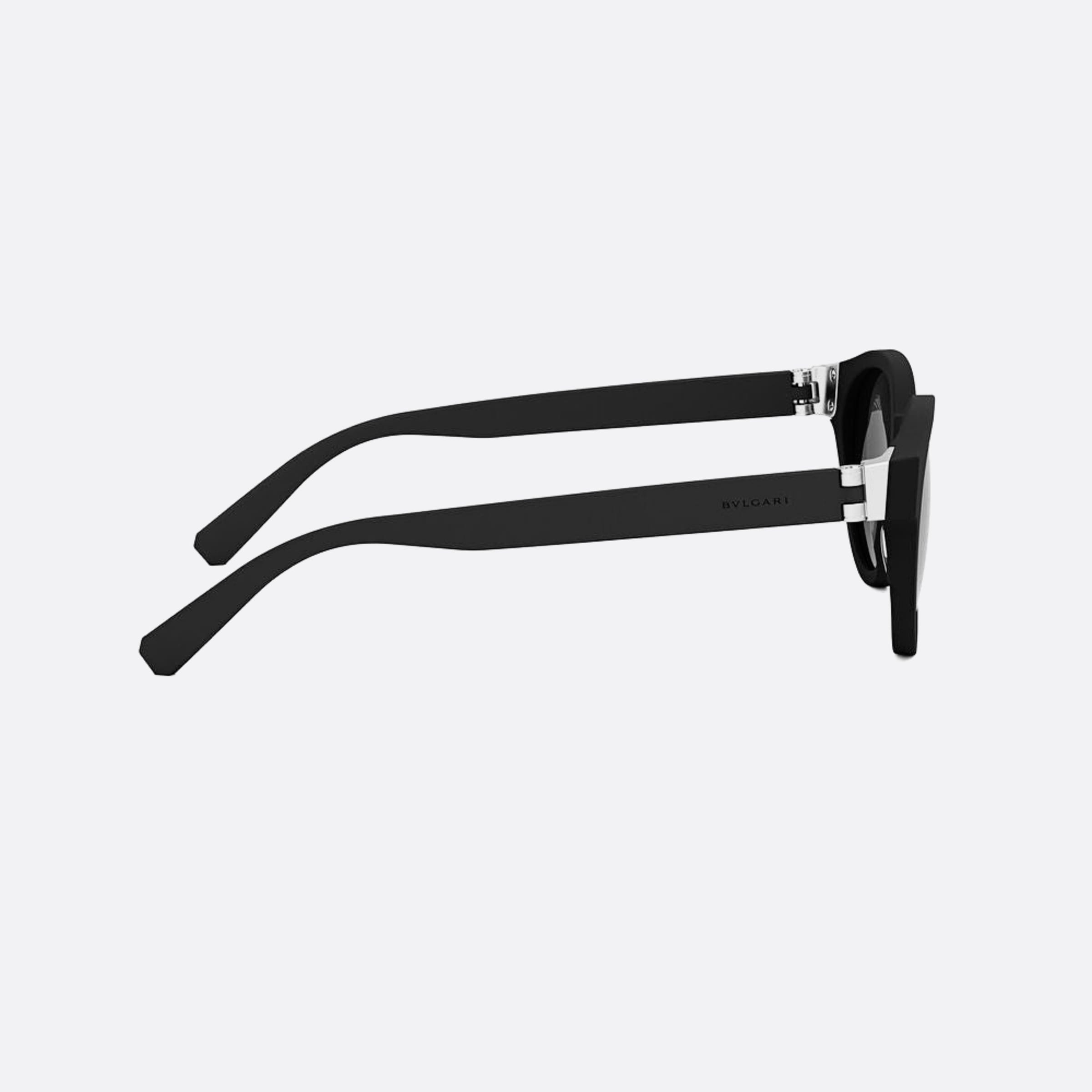 Bvlgari 51mm Aluminium 02a Black Round Men Sunglasses - Additional Angle