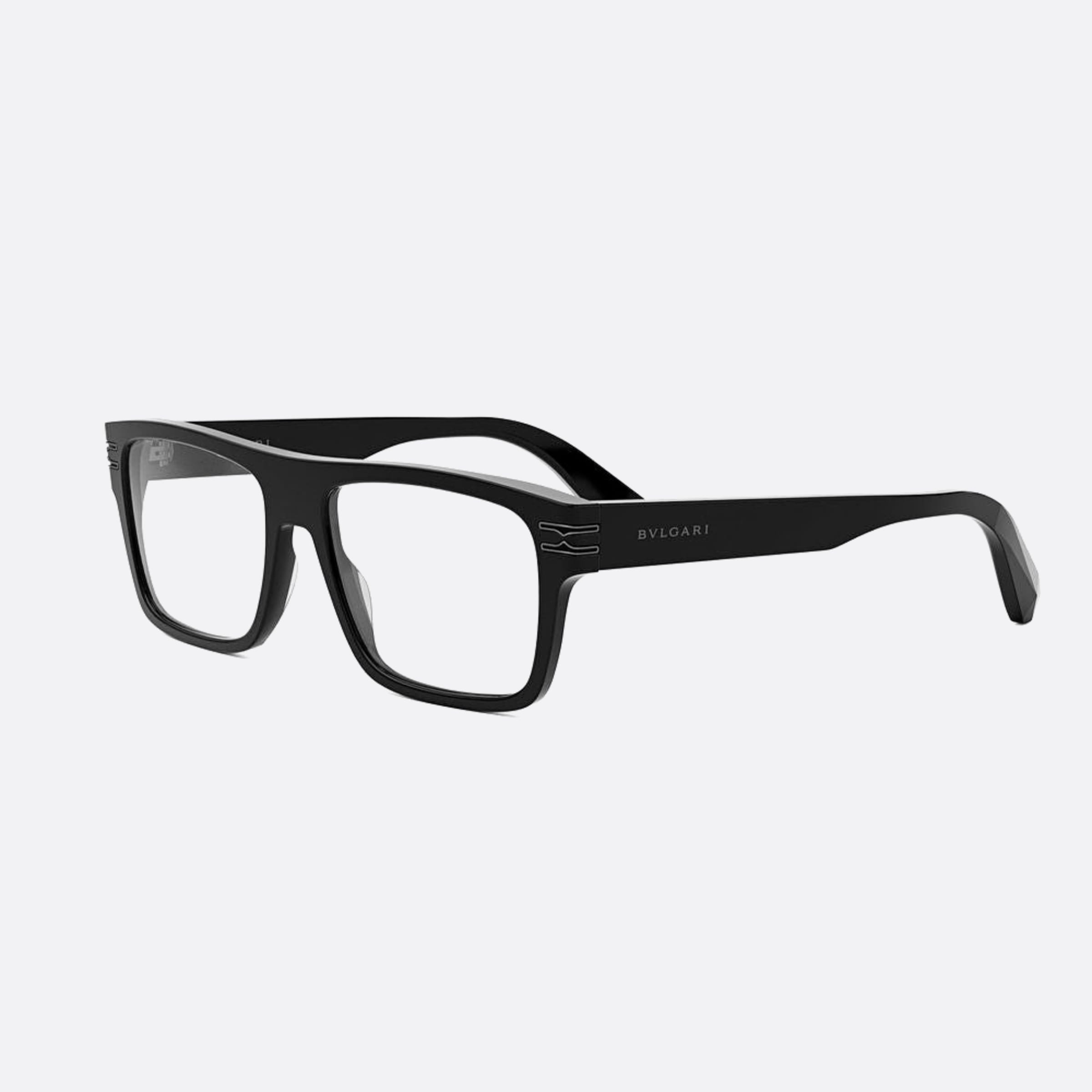 Bvlgari 55mm Zero1 Black Rectangle Men Eyeglasses - Side View