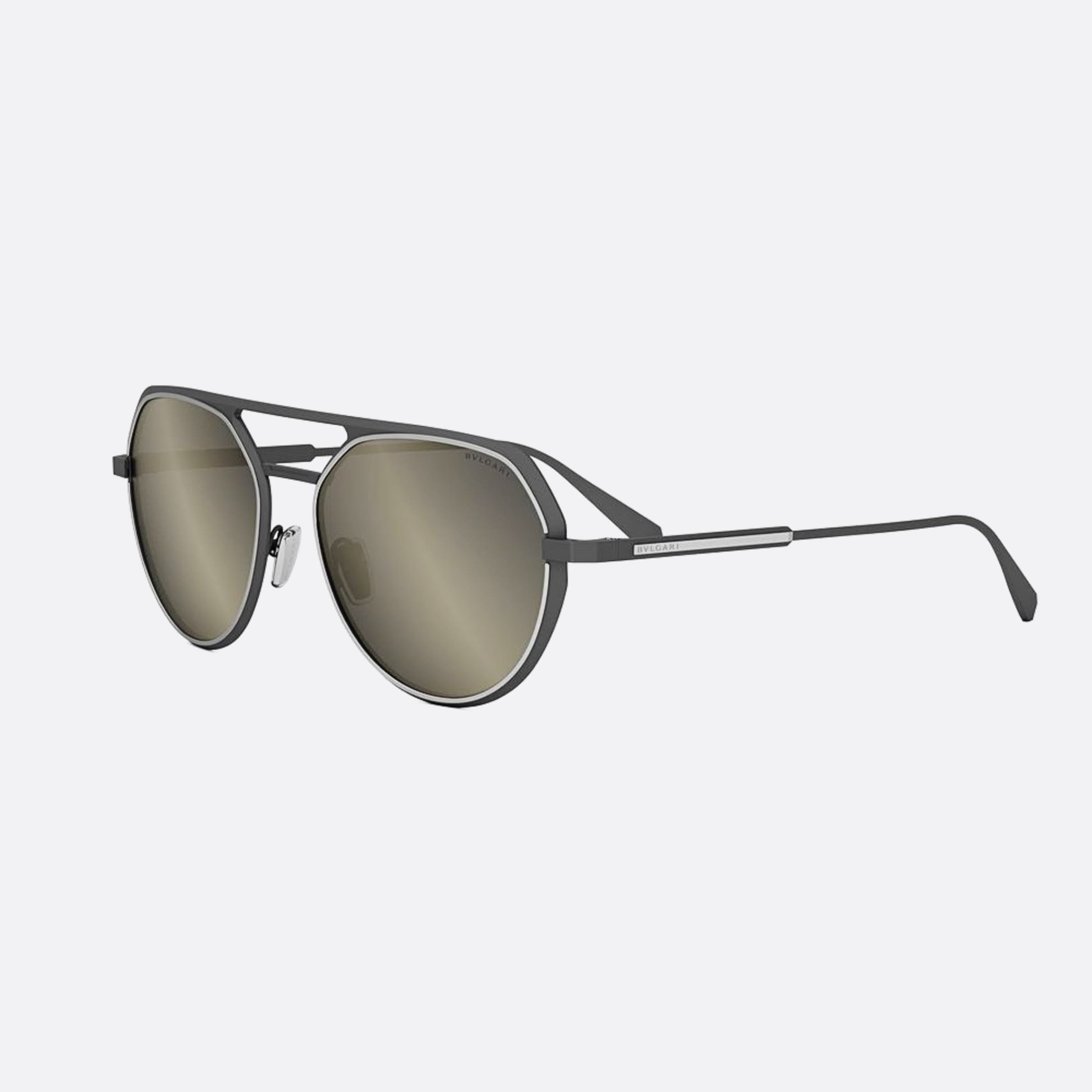 Bvlgari 56mm Octo 15c Silver Geometric Men Sunglasses - Side View