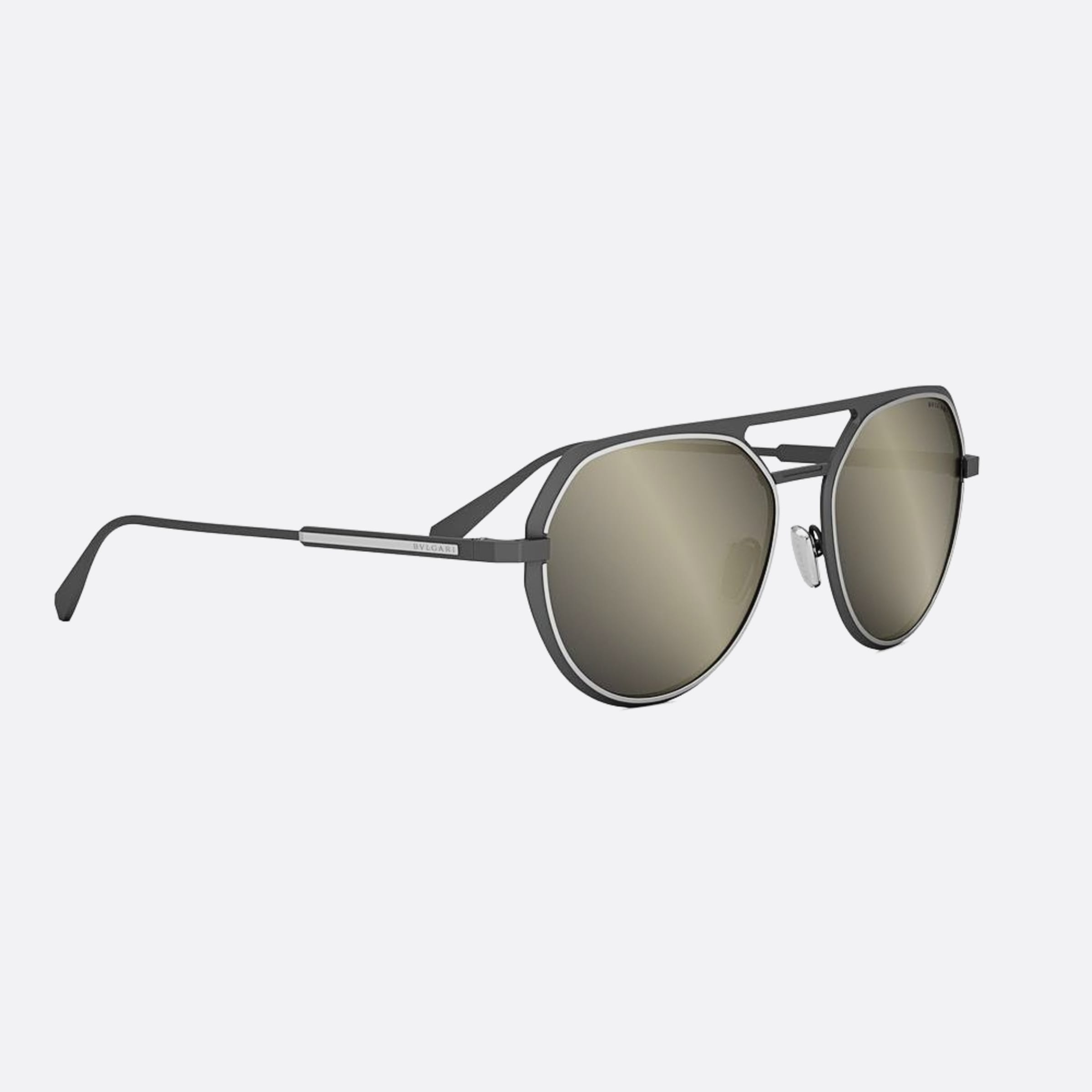 Bvlgari 56mm Octo 15c Silver Geometric Men Sunglasses - Additional Angle