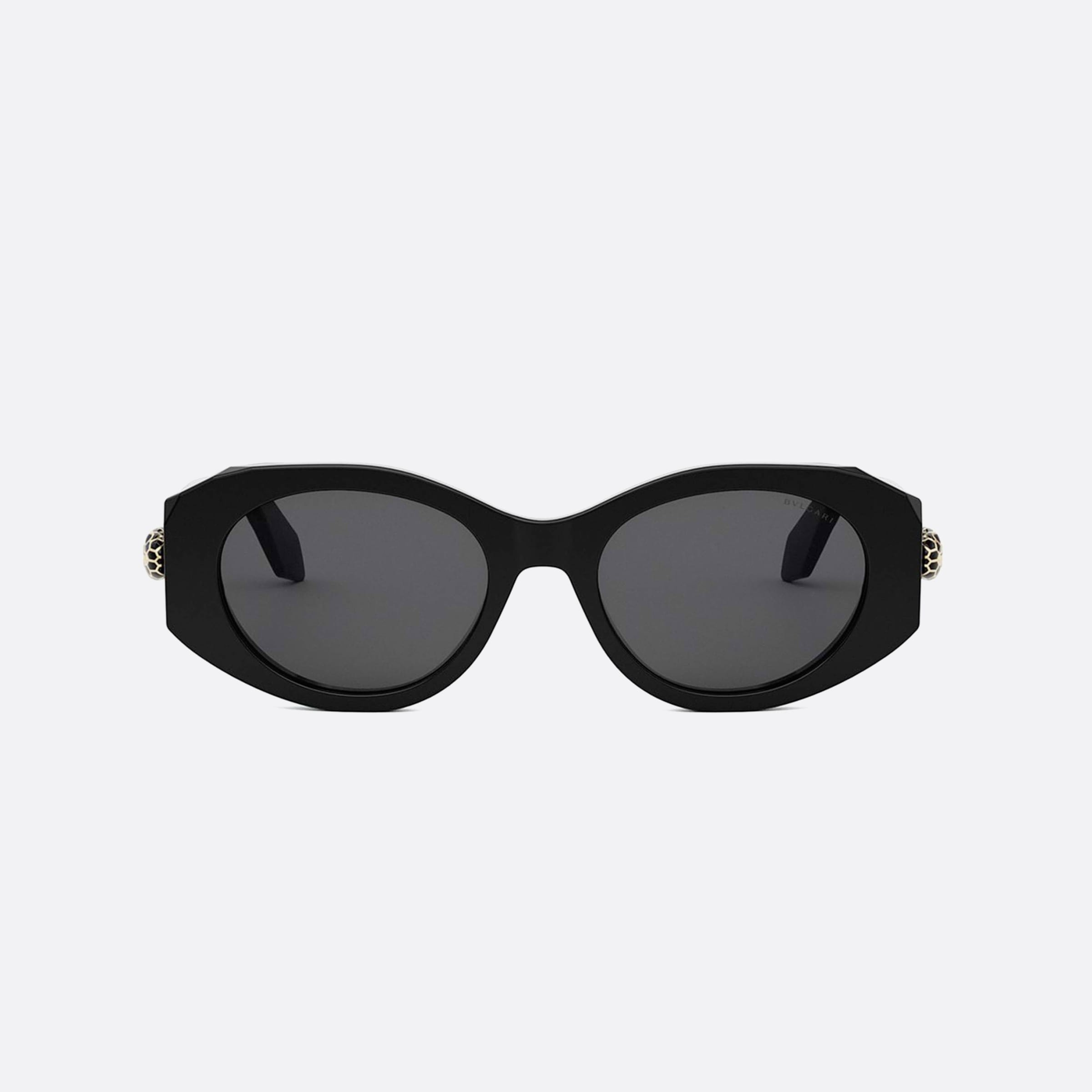 Bvlgari 52mm Serpenti Bv40007i 01a Black Oval Women Sunglasses - Side View