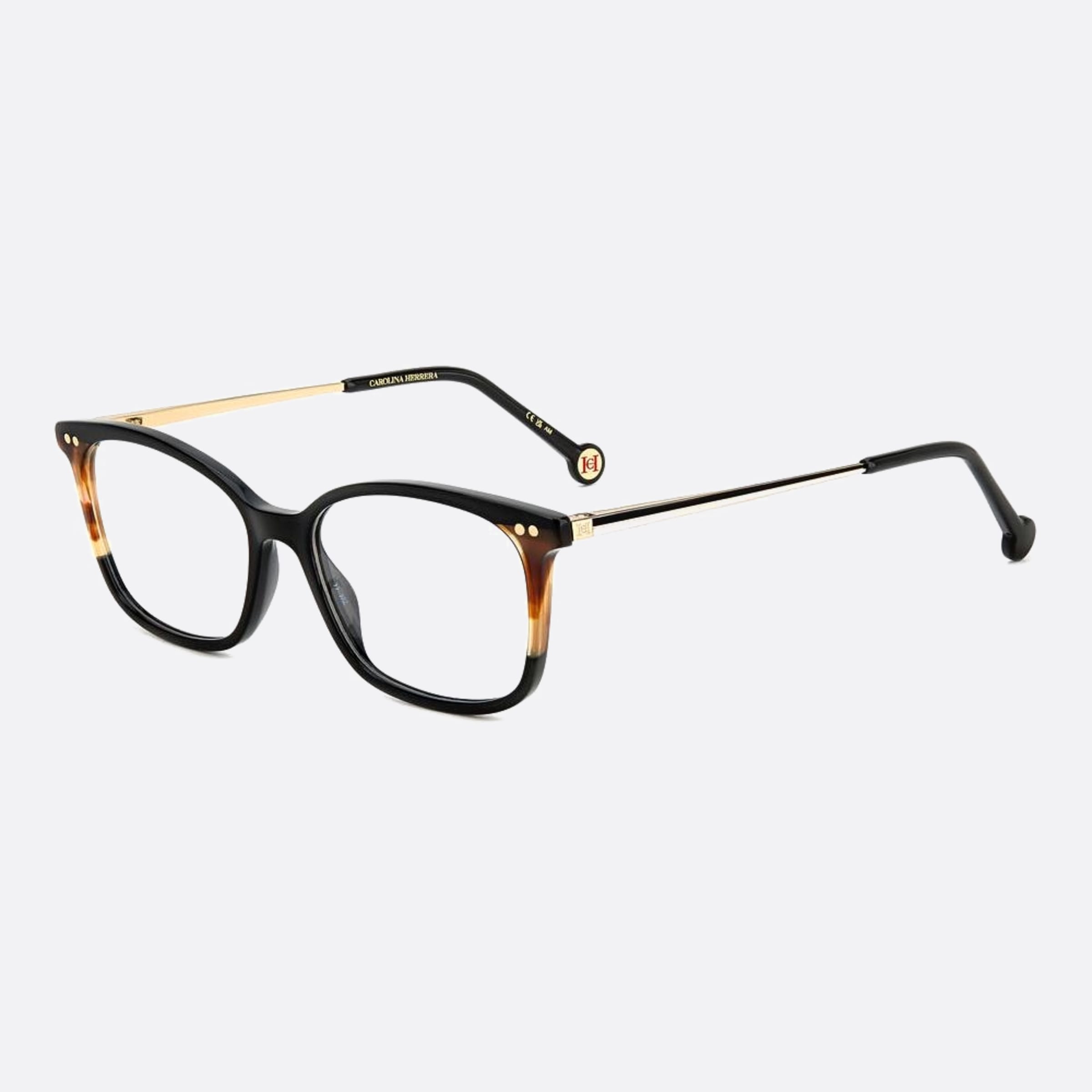 Carolina 53mm Herrera Her Wr7 Black Geometric Women Eyeglasses - Side View