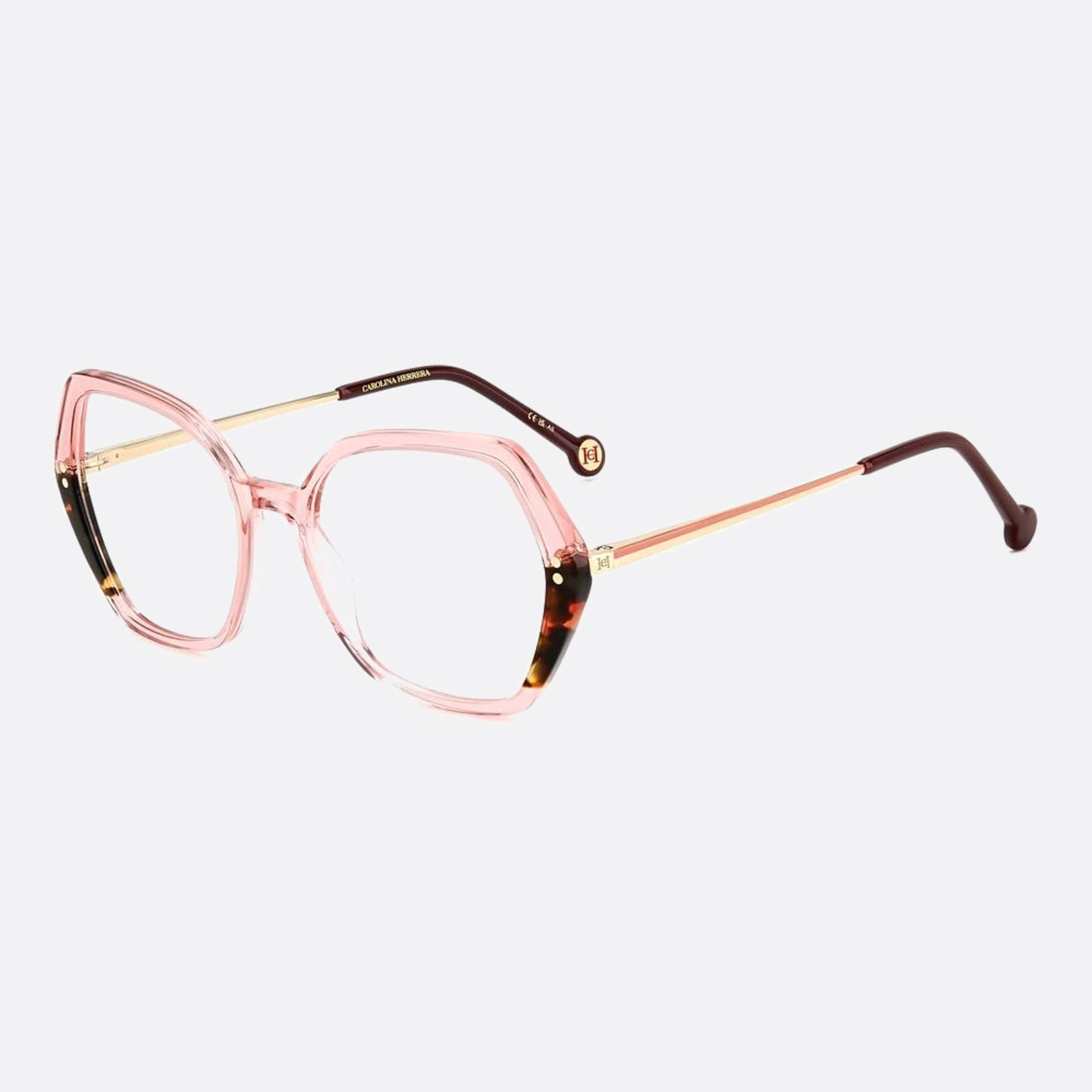 Carolina 53mm Herrera Her Ht8 Pink Geometric Women Eyeglasses - Side View