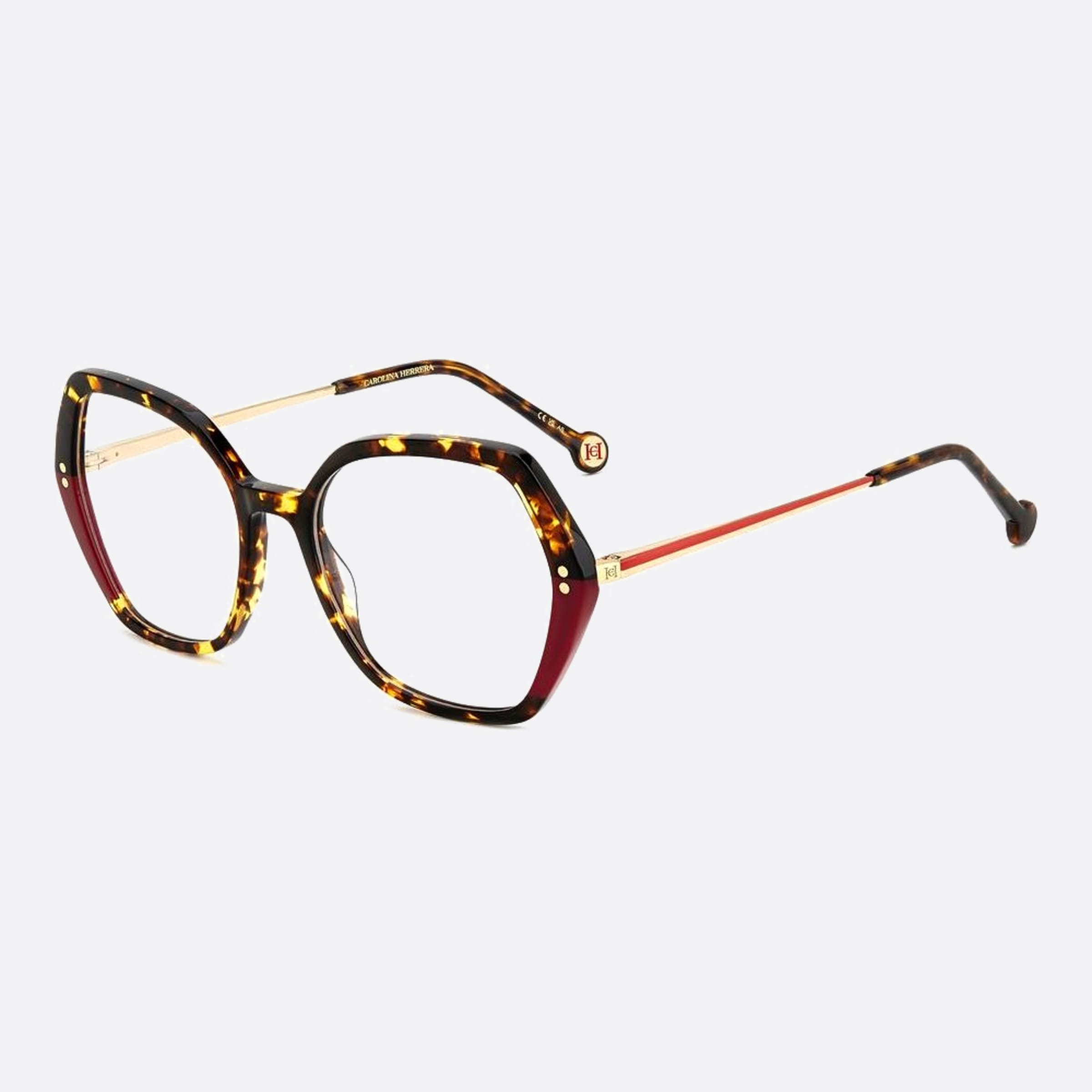 Carolina 53mm Herrera Her O63 Havana Geometric Women Eyeglasses - Side View