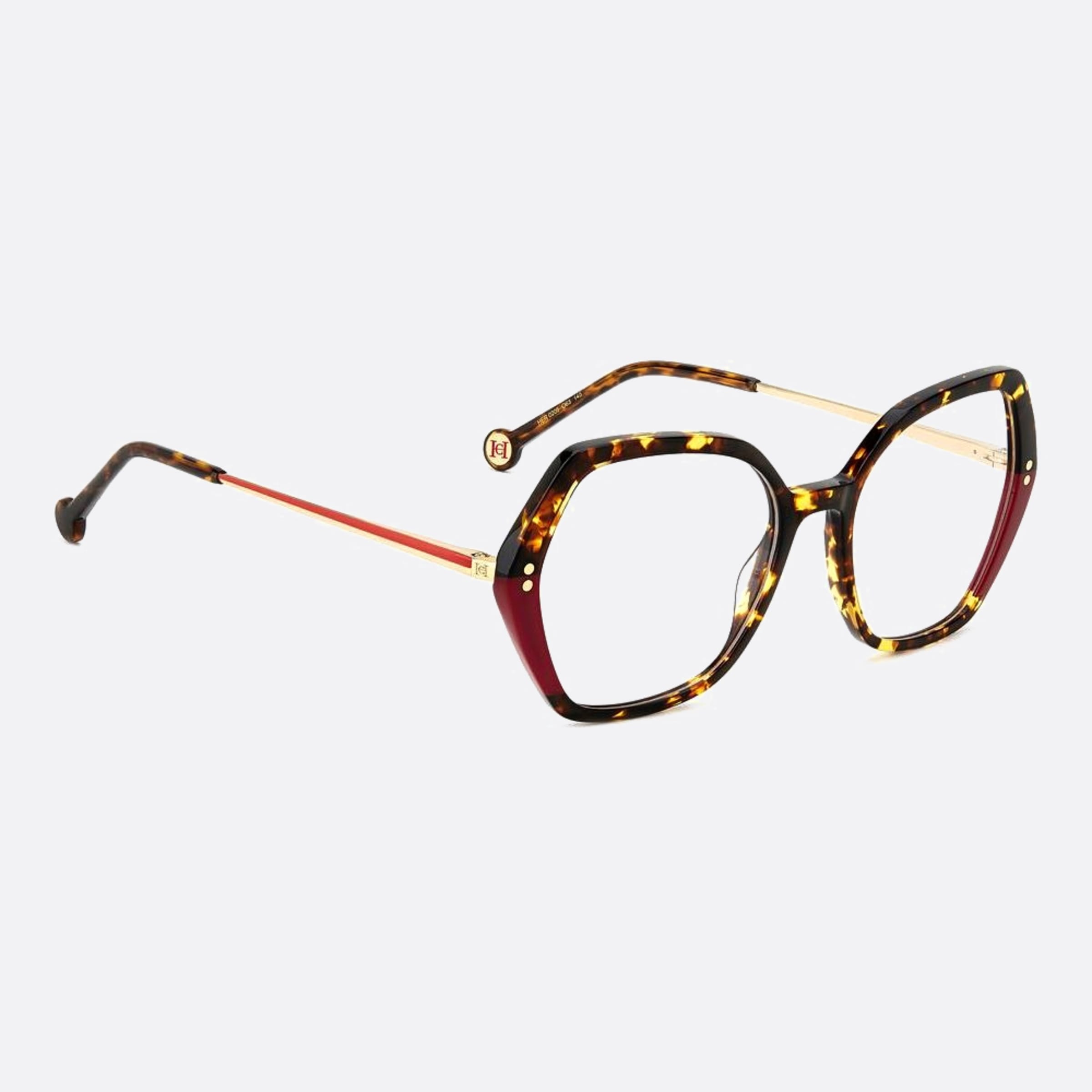 Carolina 53mm Herrera Her O63 Havana Geometric Women Eyeglasses - Detail View