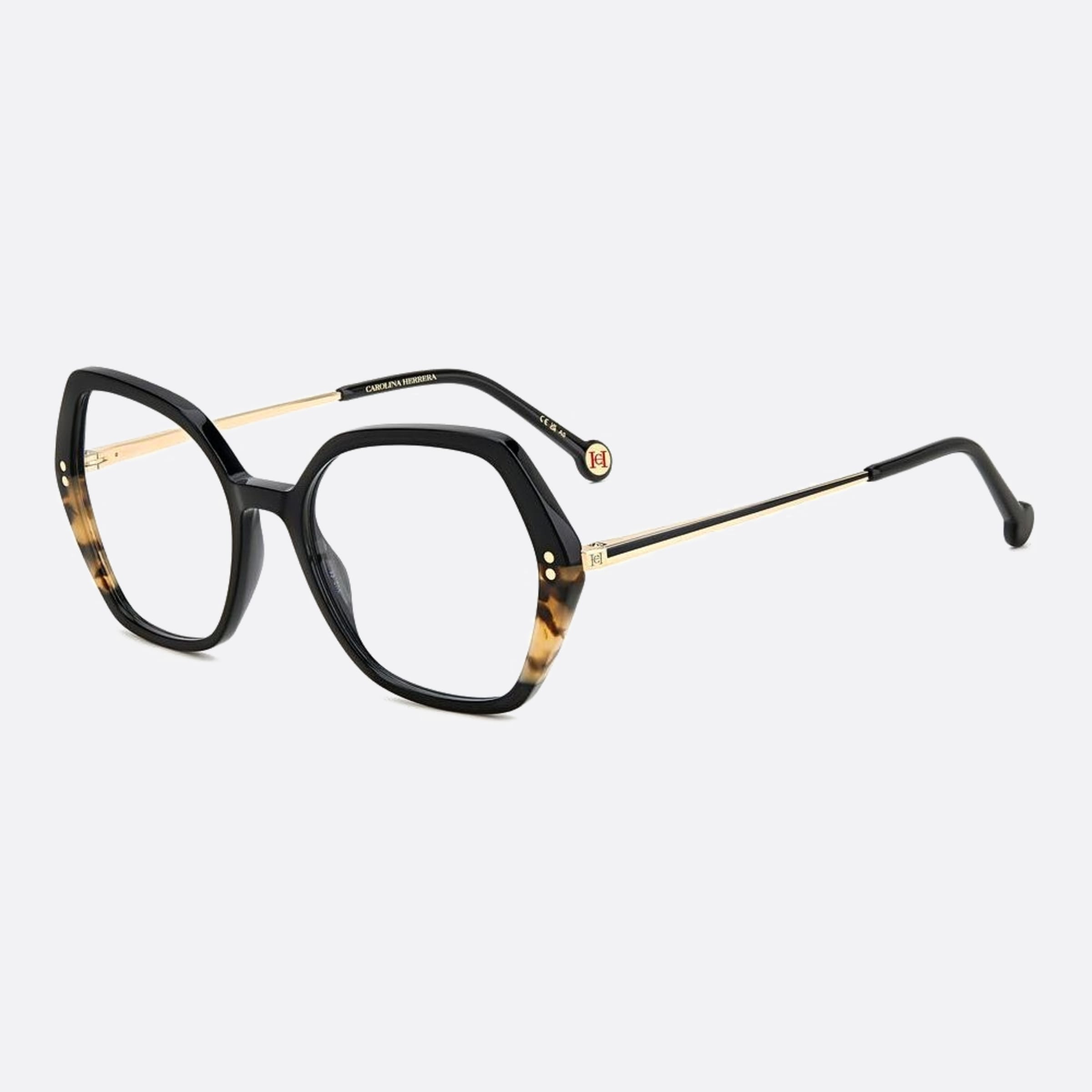 Carolina 53mm Herrera Her Wr7 Black Geometric Women Eyeglasses - Side View