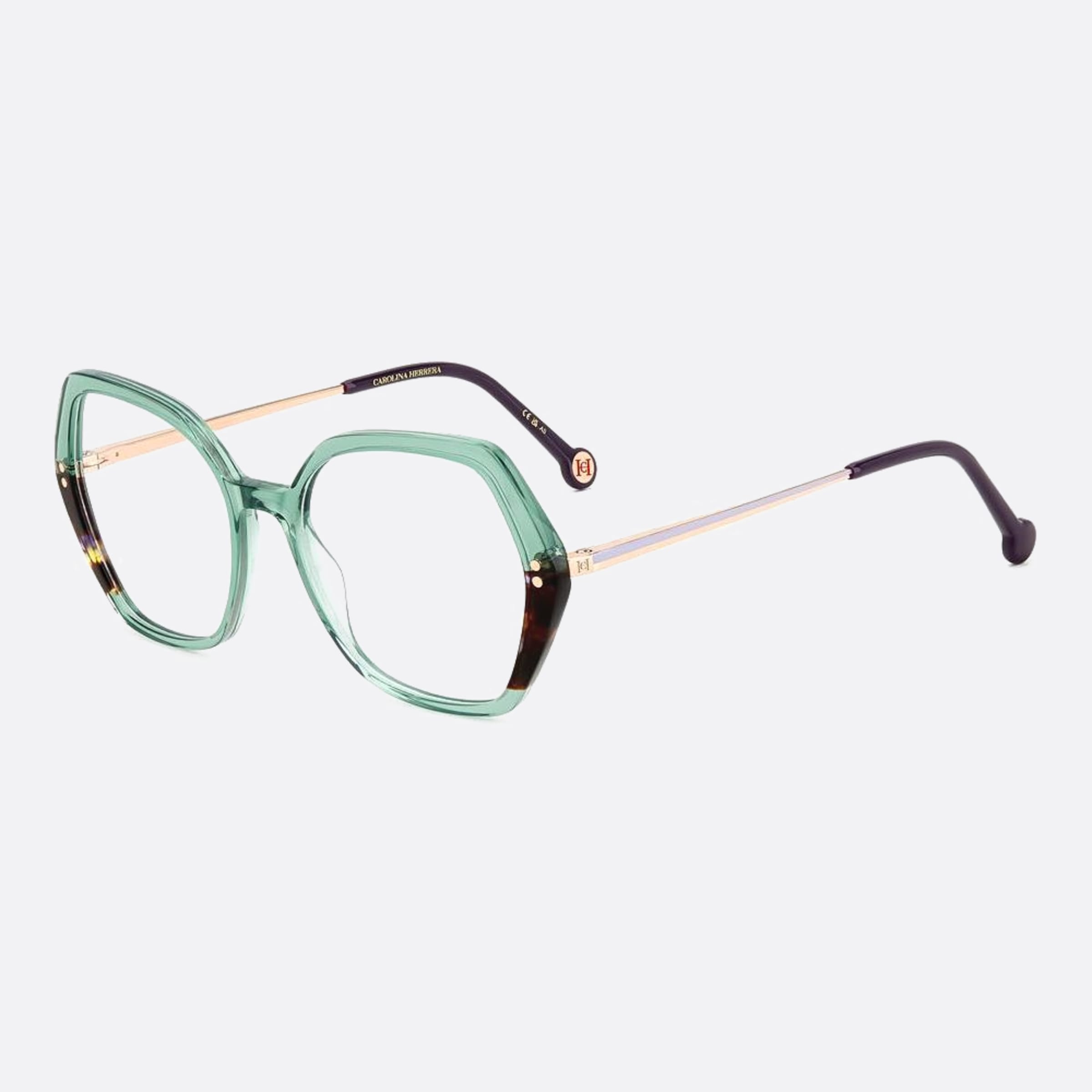 Carolina 53mm Herrera Her Xgw Green Geometric Women Eyeglasses - Side View