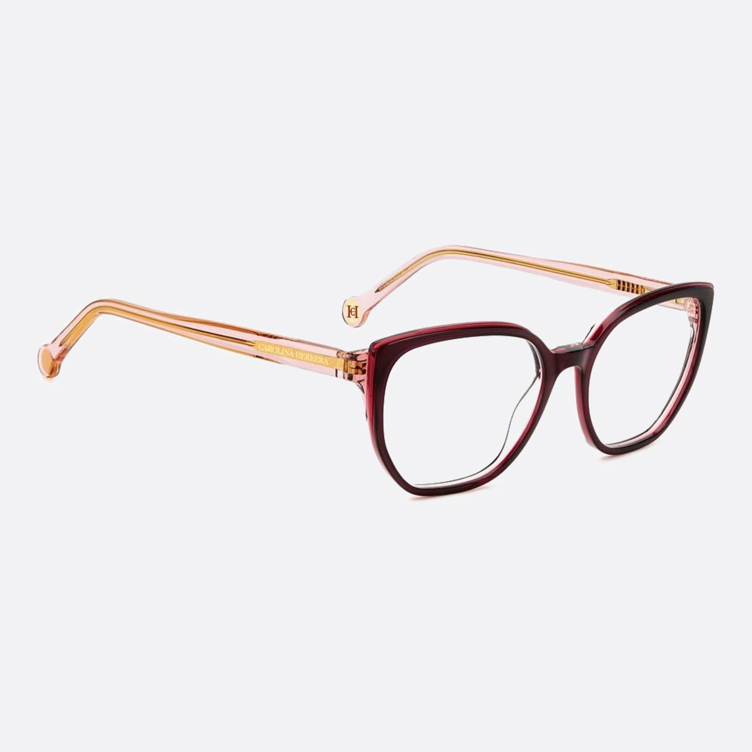 Carolina 52mm Herrera Her 0t5 Red Geometric Women Eyeglasses - Additional Angle