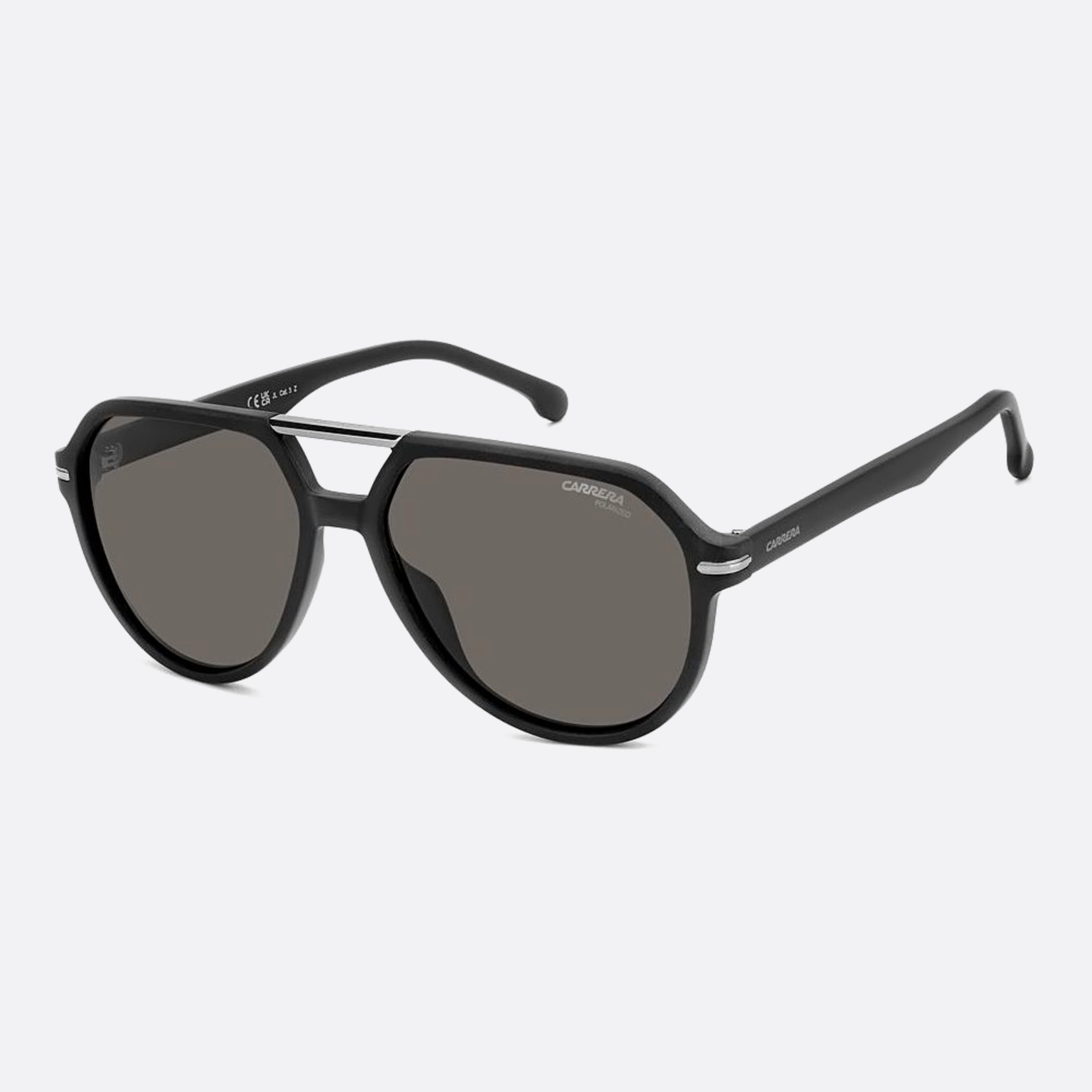 Carrera 58mm Carrera Black Pilot Polarized Men Sunglasses - Side View