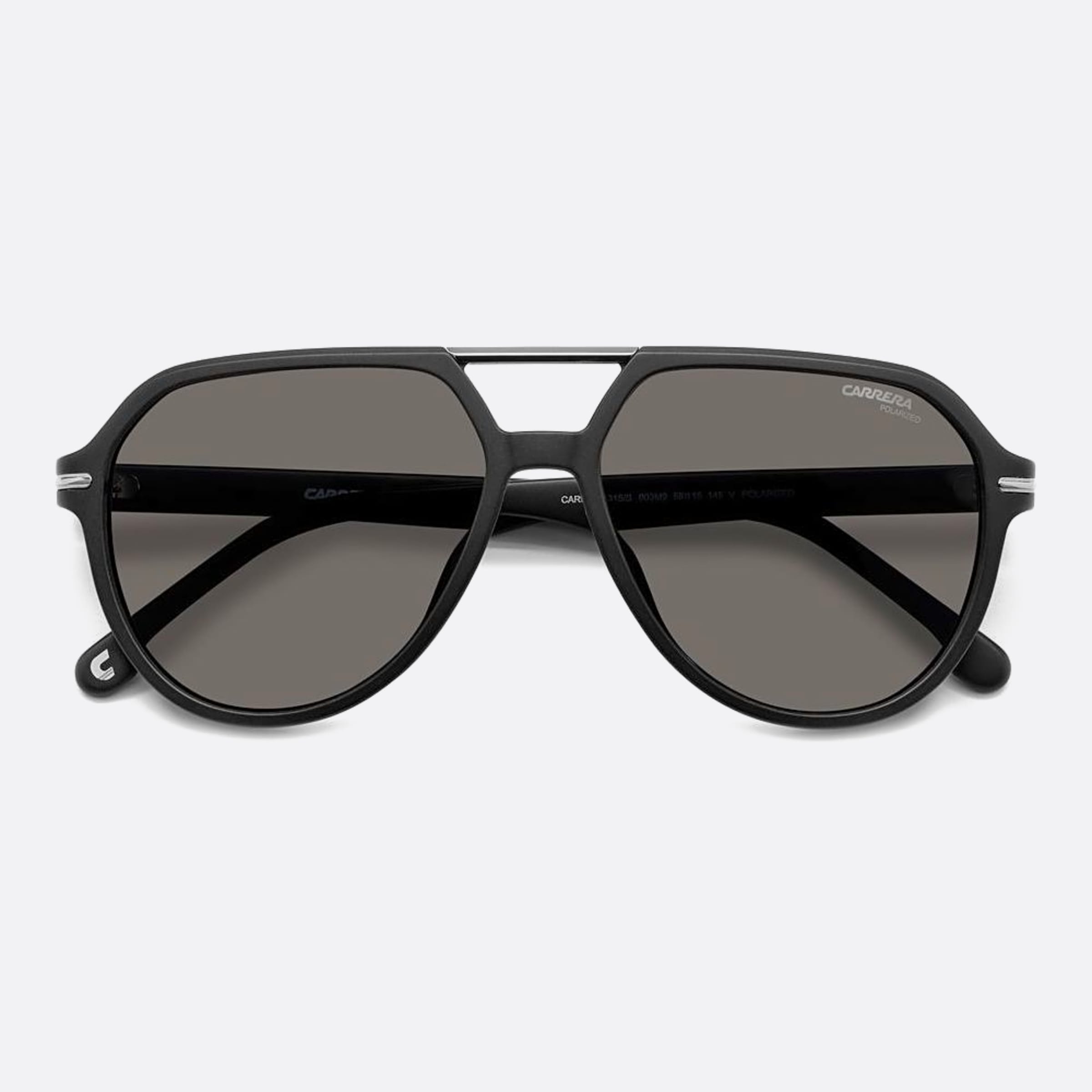 Carrera 58mm Carrera Black Pilot Polarized Men Sunglasses - Detail View