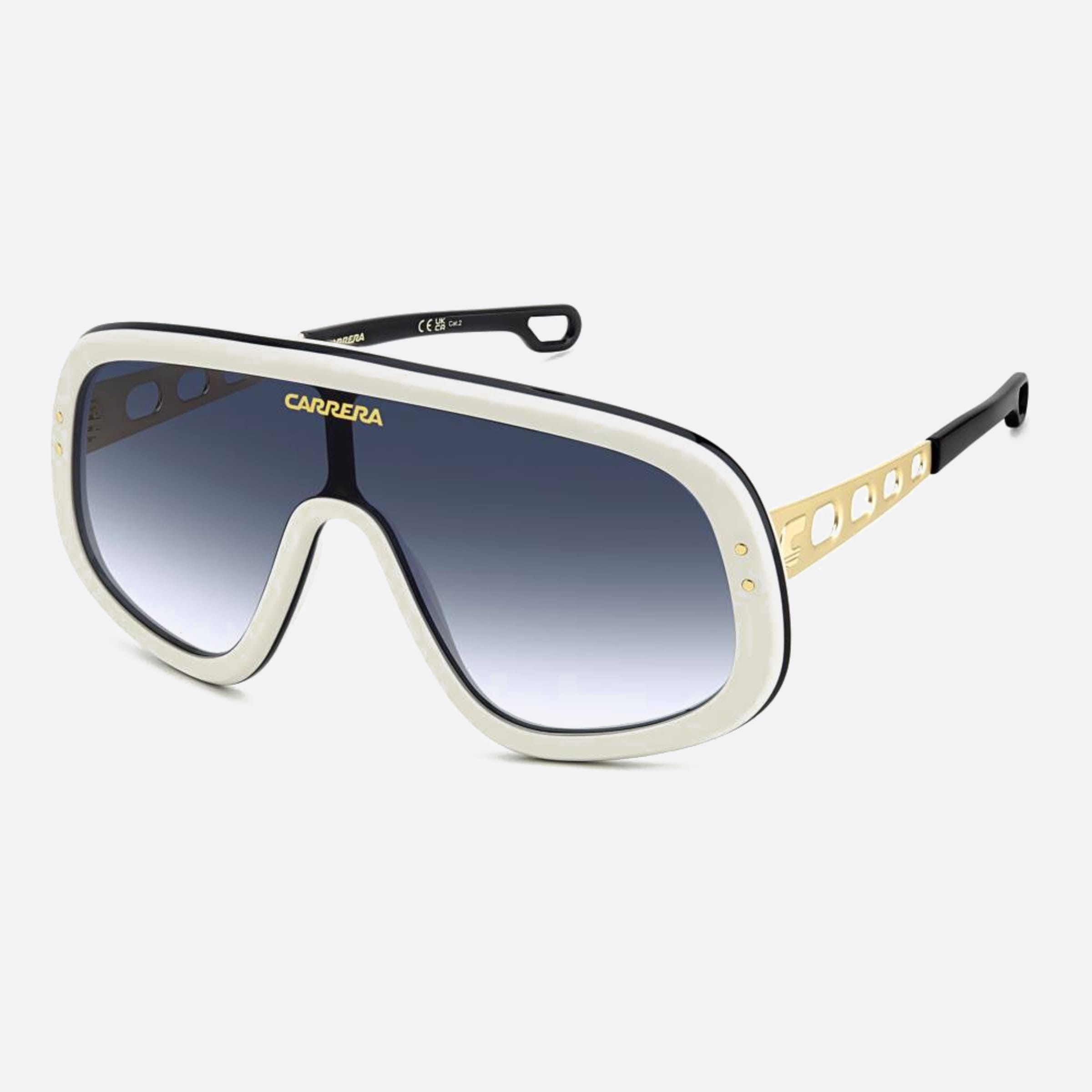 Carrera 99mm Flaglab Special Edition B4e White Shield Men Sunglasses - Side View