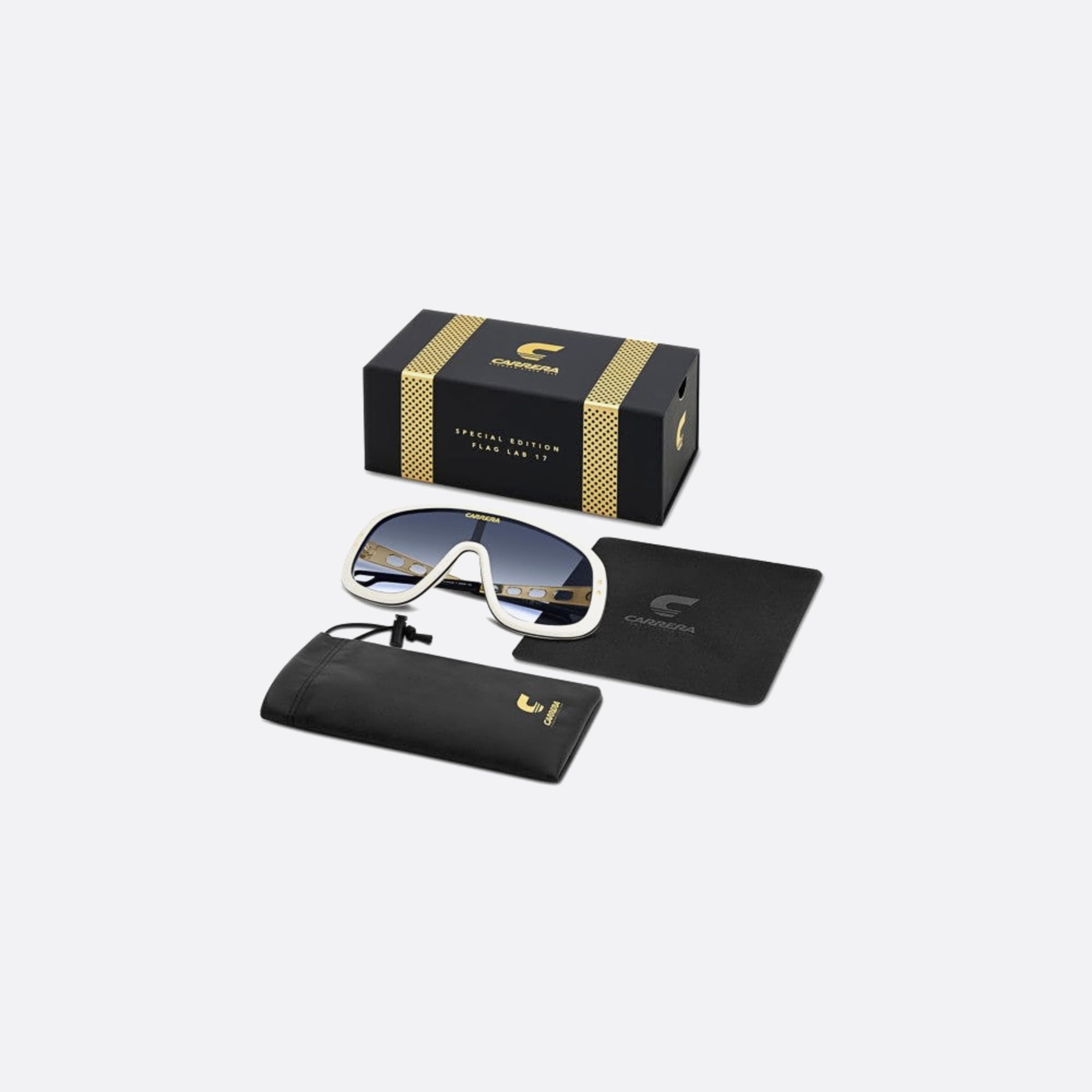 Carrera 99mm Flaglab Special Edition B4e White Shield Men Sunglasses - Lifestyle Shot