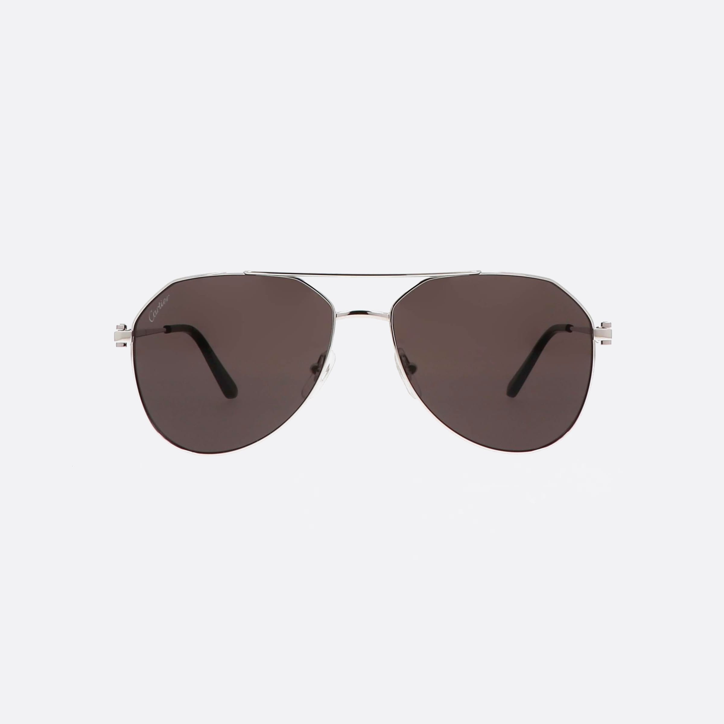 Cartier 59mm Core Range Silver Pilot Men Sunglasses - Side View