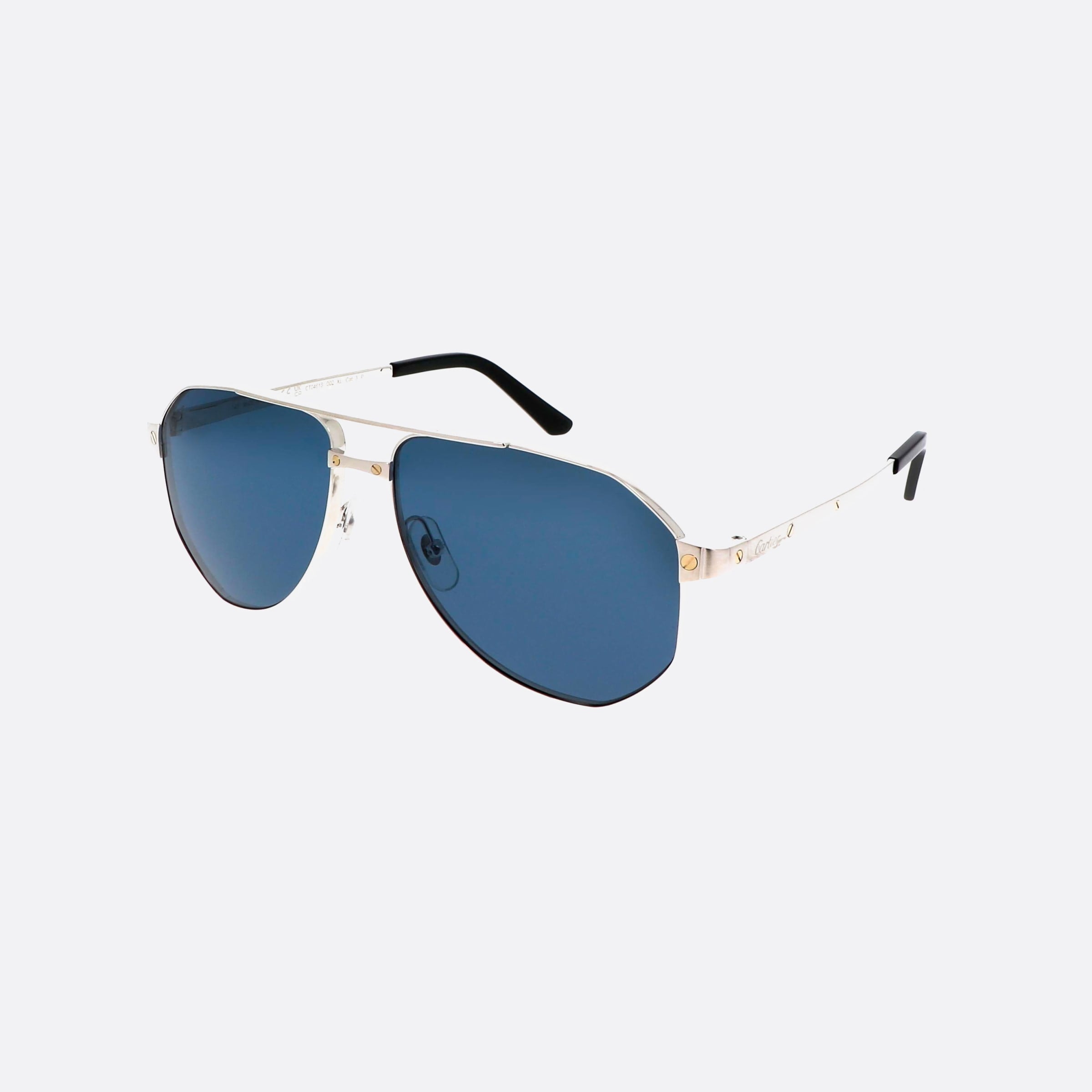 Cartier 60mm Core Range Silver Pilot Polarized Men Sunglasses - Main View