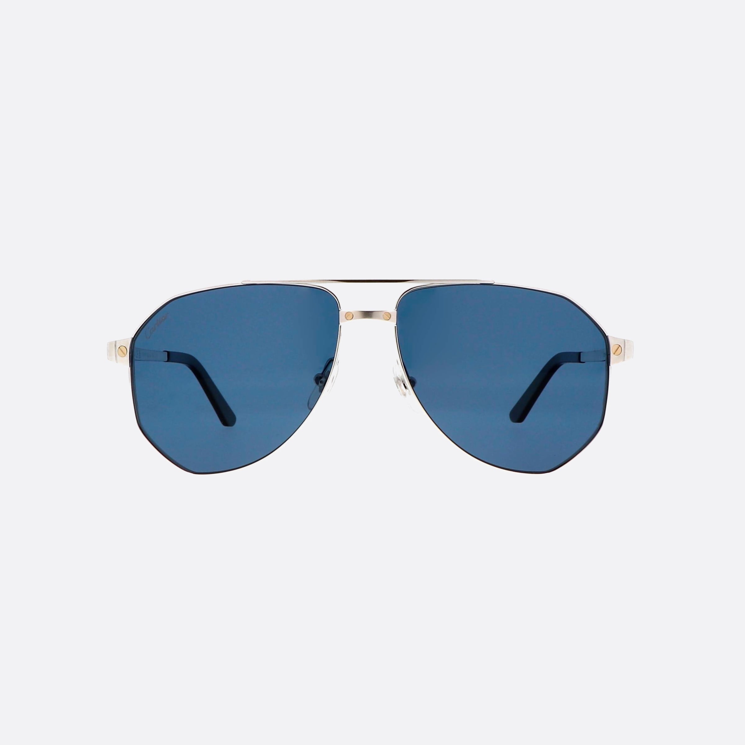 Cartier 60mm Core Range Silver Pilot Polarized Men Sunglasses - Side View