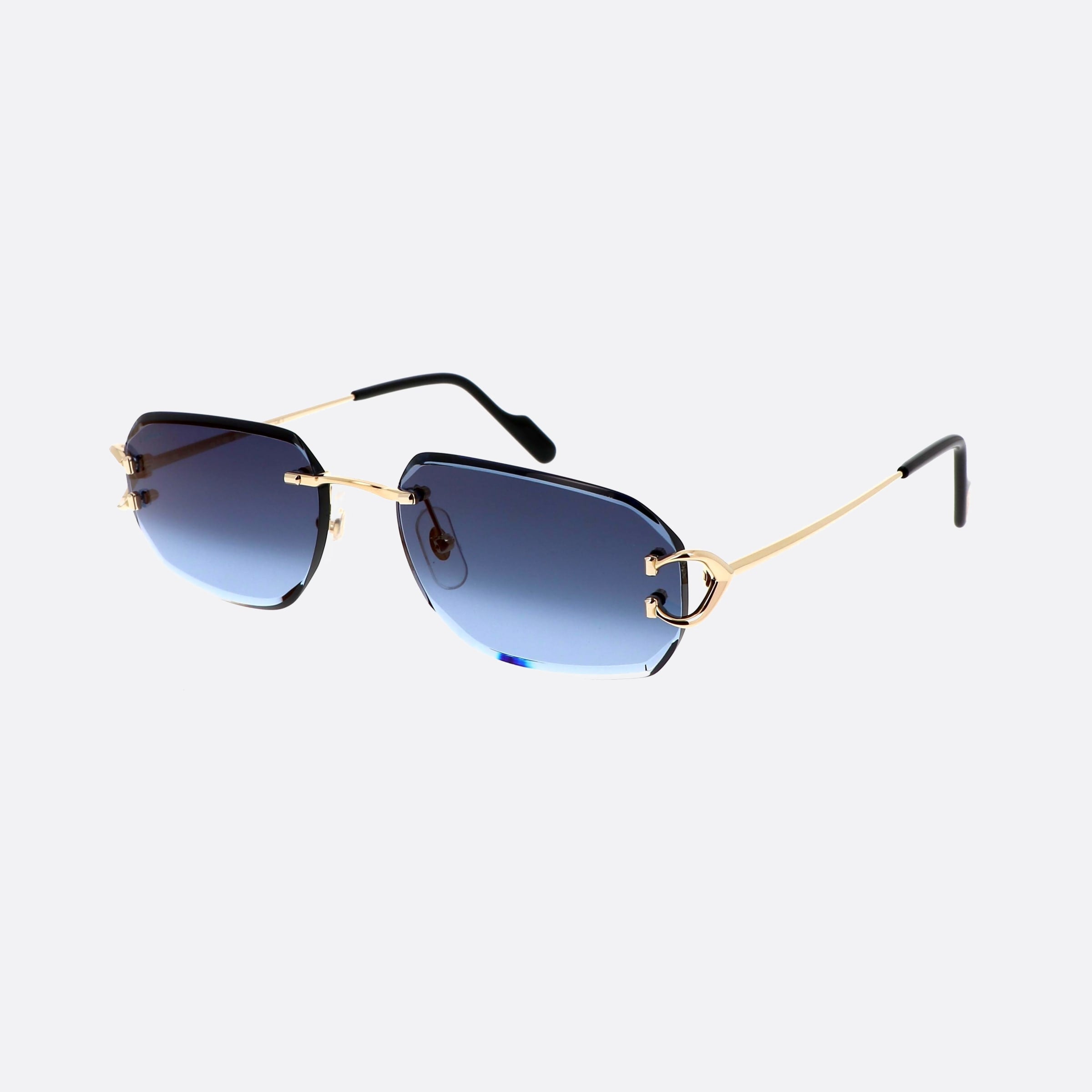 Cartier 58mm Core Range Gbb Gold Rectangle Polarized Men Sunglasses - Main View