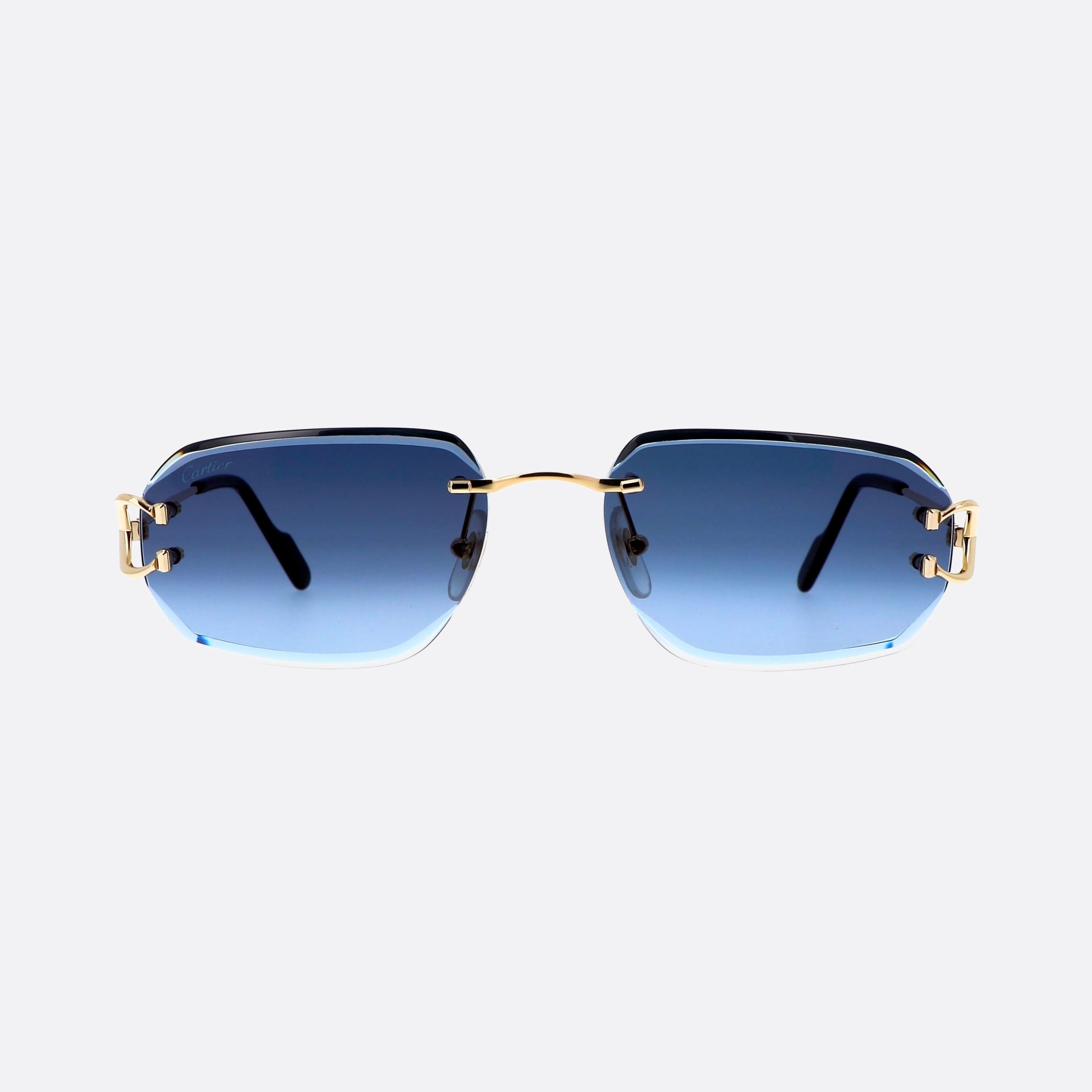 Cartier 58mm Core Range Gbb Gold Rectangle Polarized Men Sunglasses - Side View