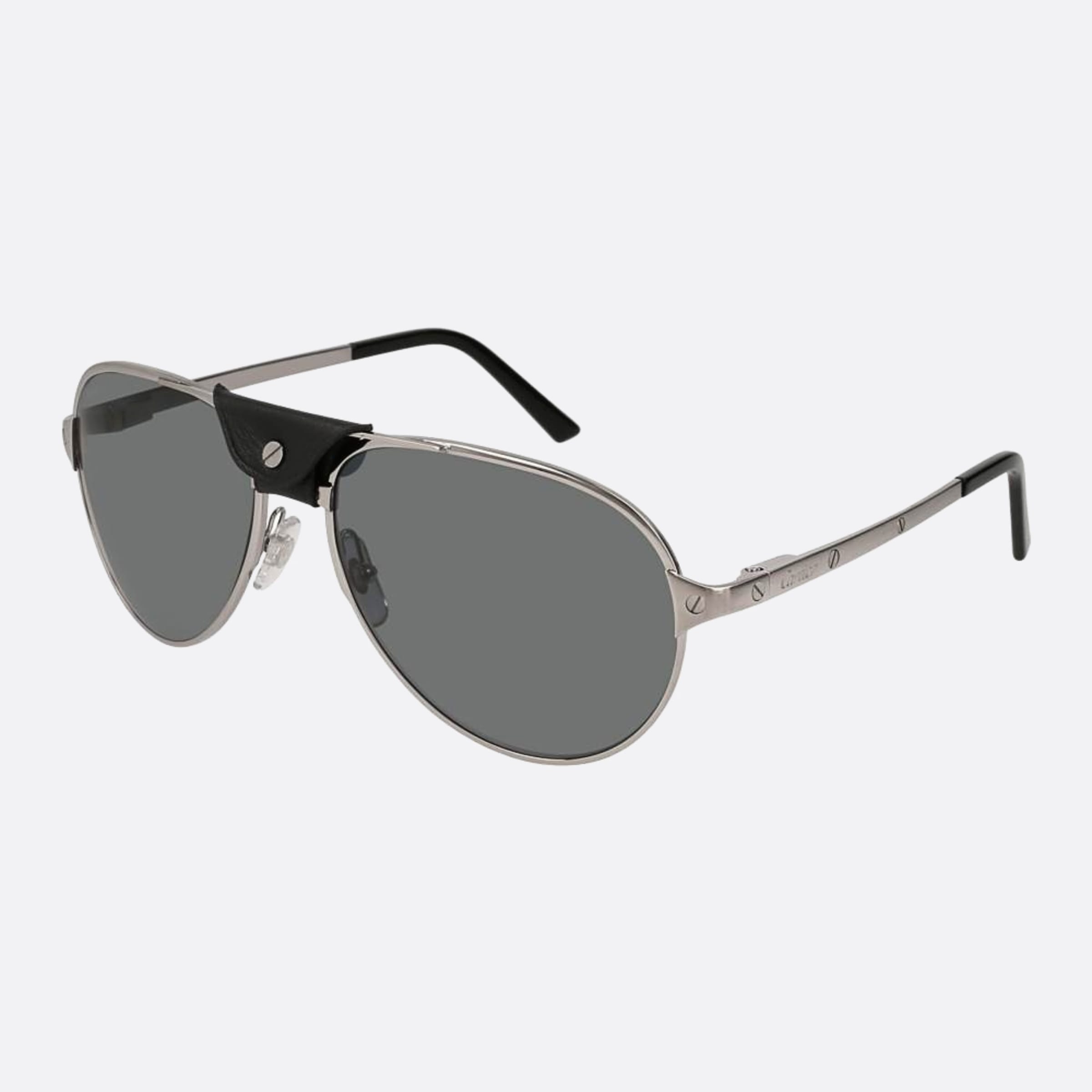 Cartier 61mm Ruthenium Pilot Polarized Men Sunglasses - Side View