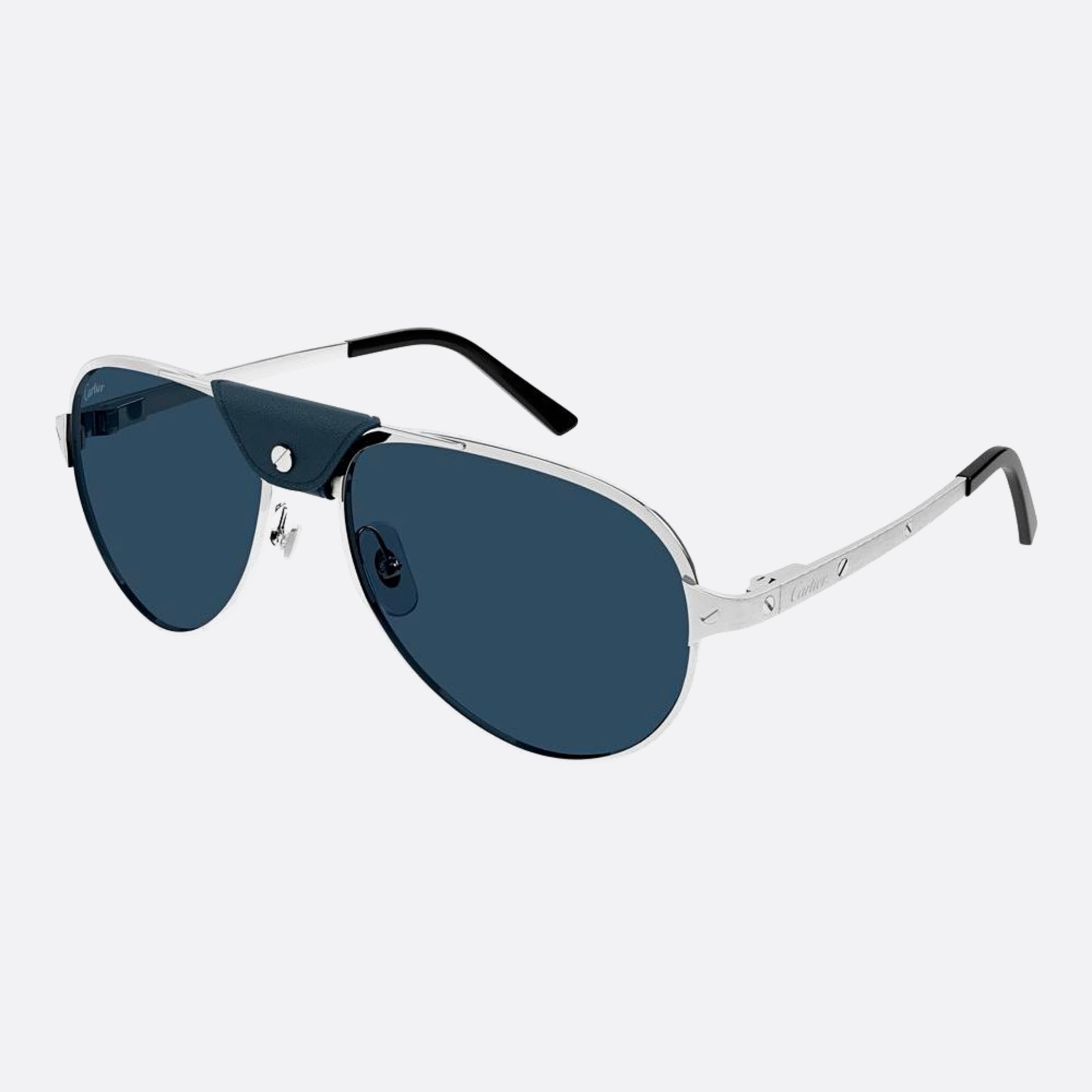 Cartier 61mm Silver Pilot Polarized Men Sunglasses - Side View