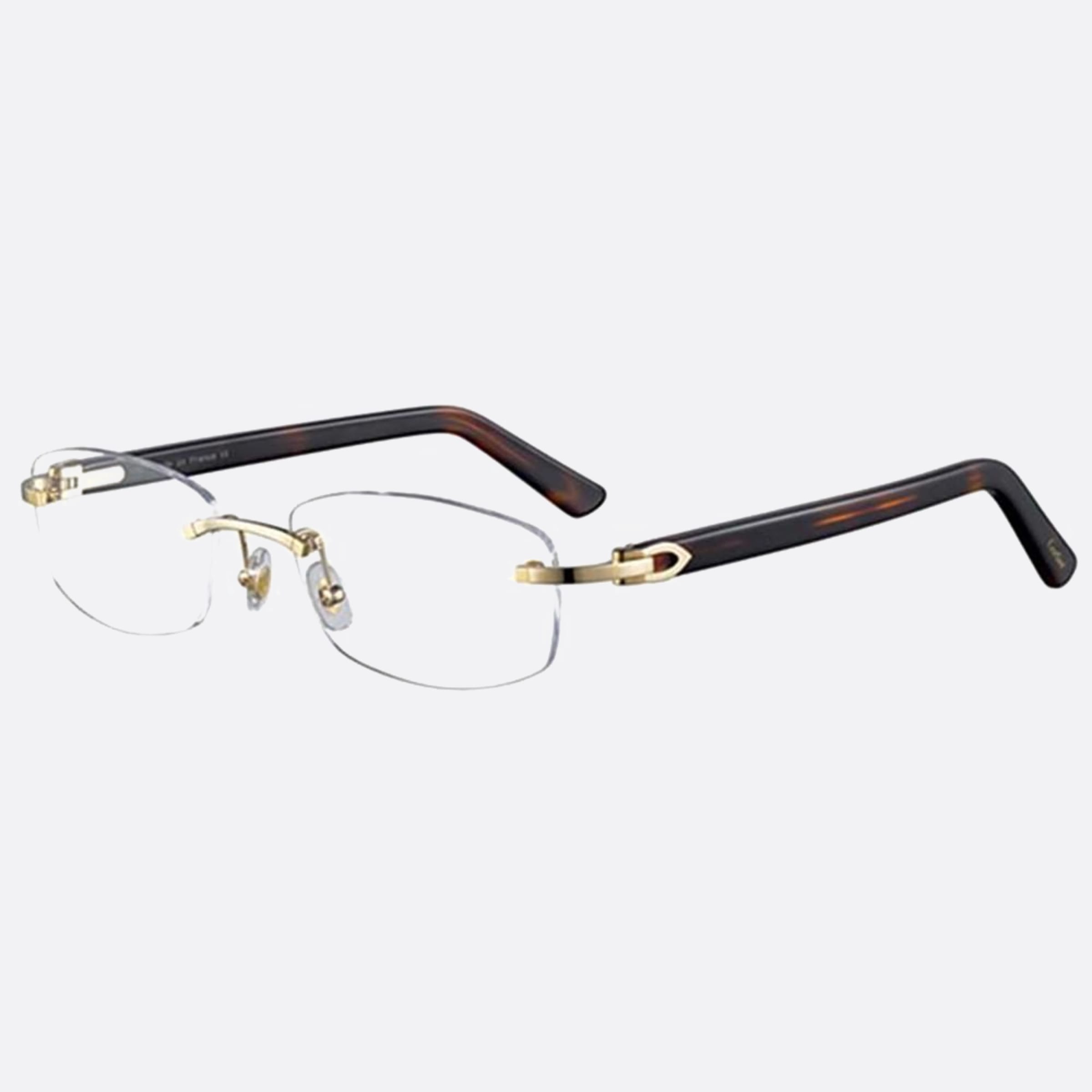 Cartier 53mm Gold Geometric Unisex Eyeglasses - Side View