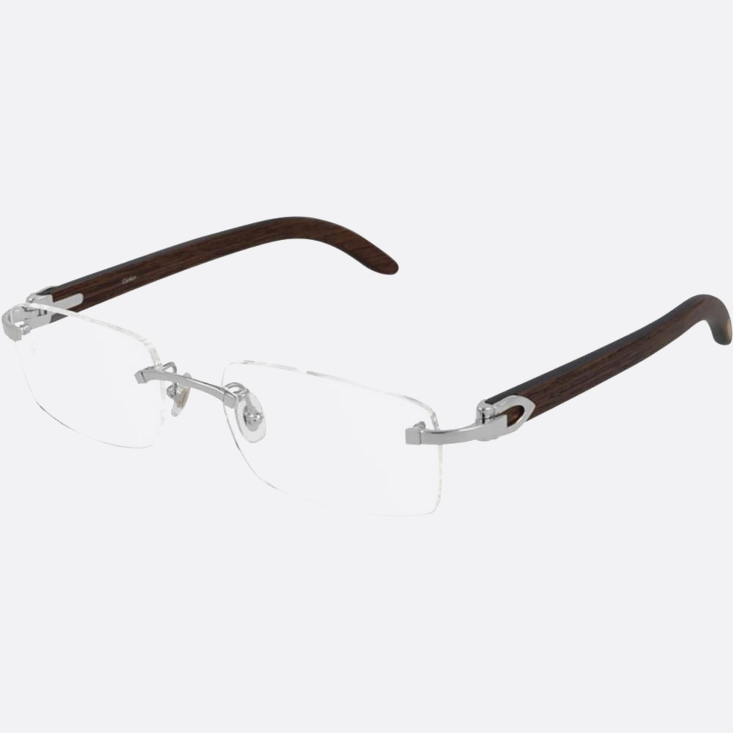 Cartier 53mm Brown Geometric Unisex Eyeglasses - Side View