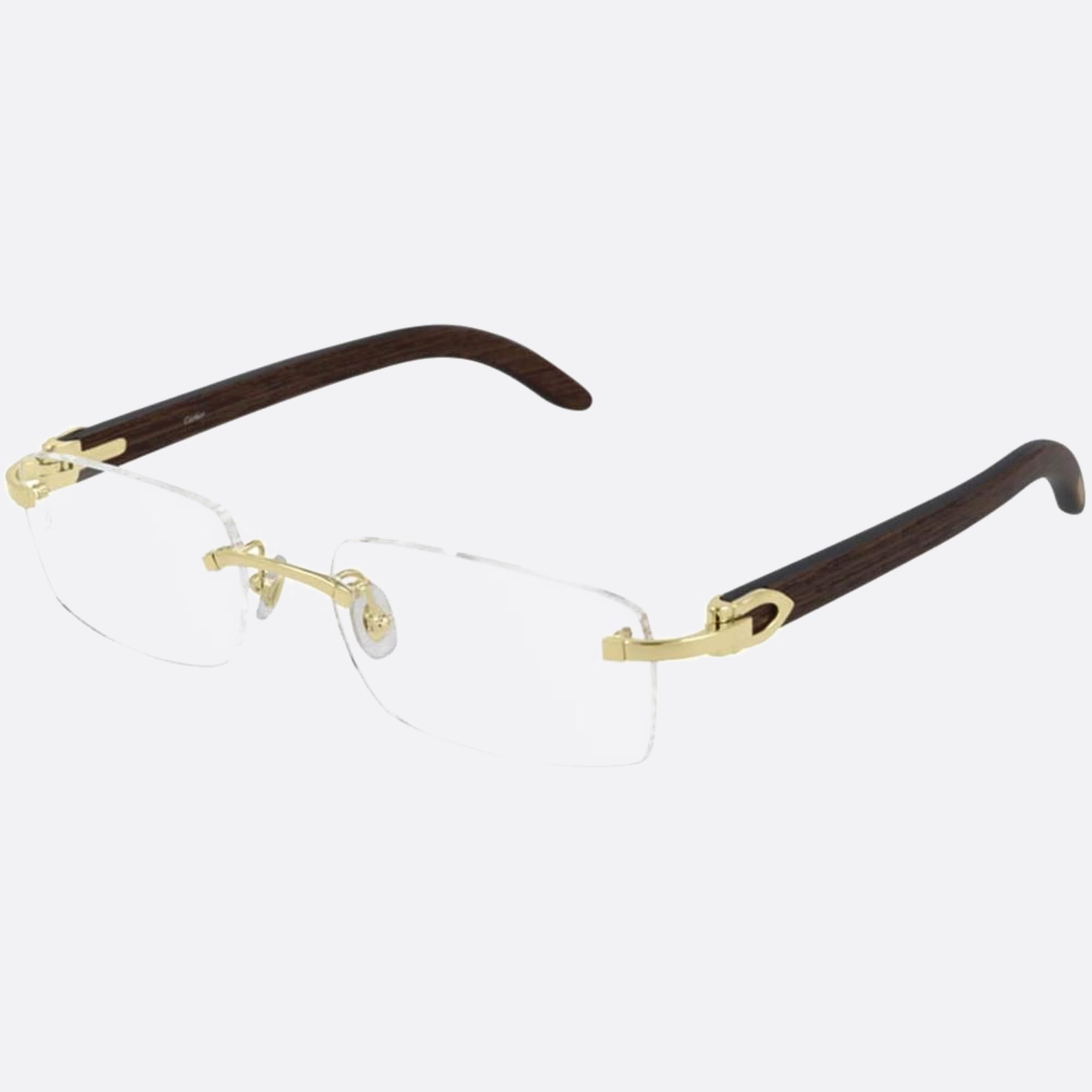 Cartier 53mm Brown Geometric Unisex Eyeglasses - Side View