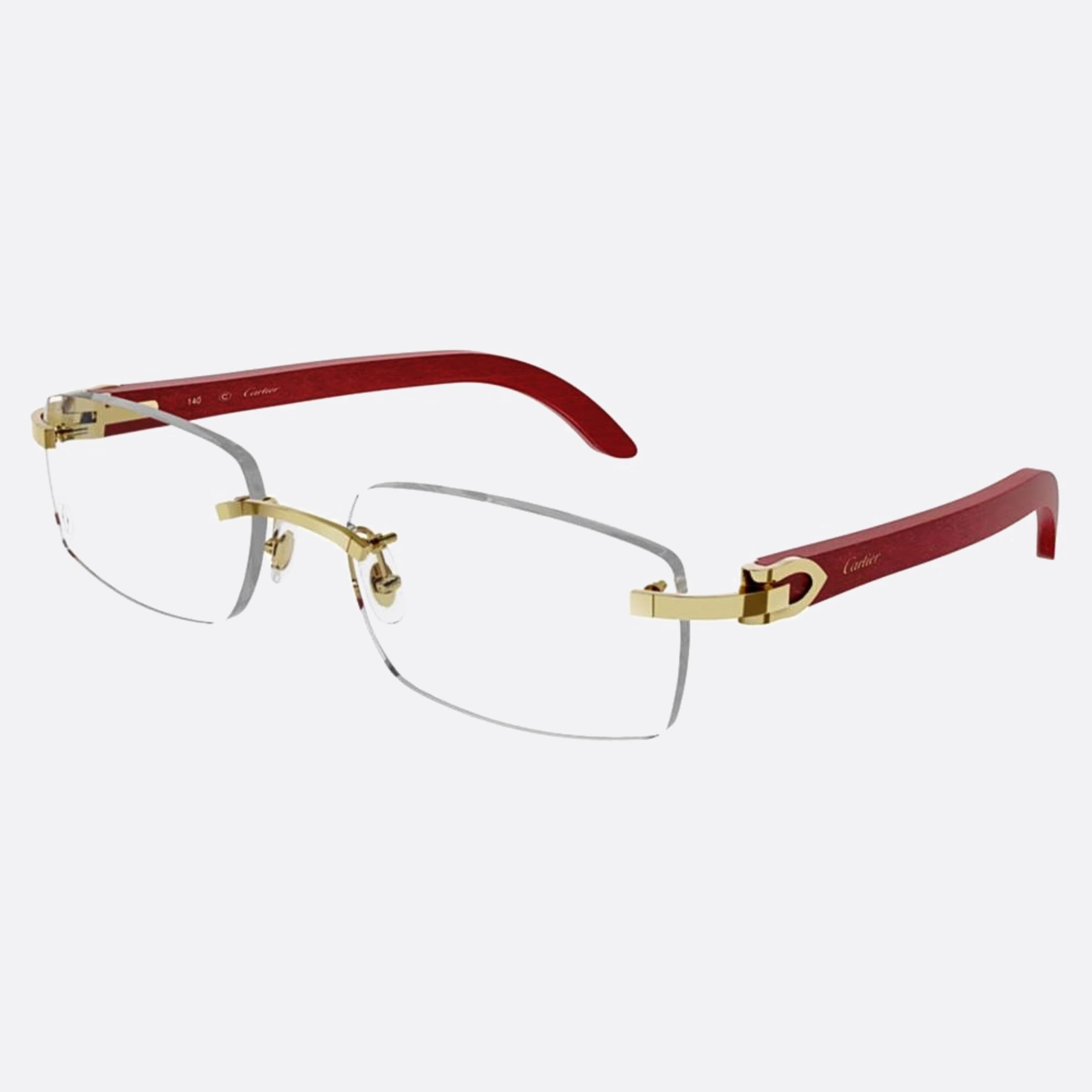 Cartier 53mm Red Geometric Unisex Eyeglasses - Side View