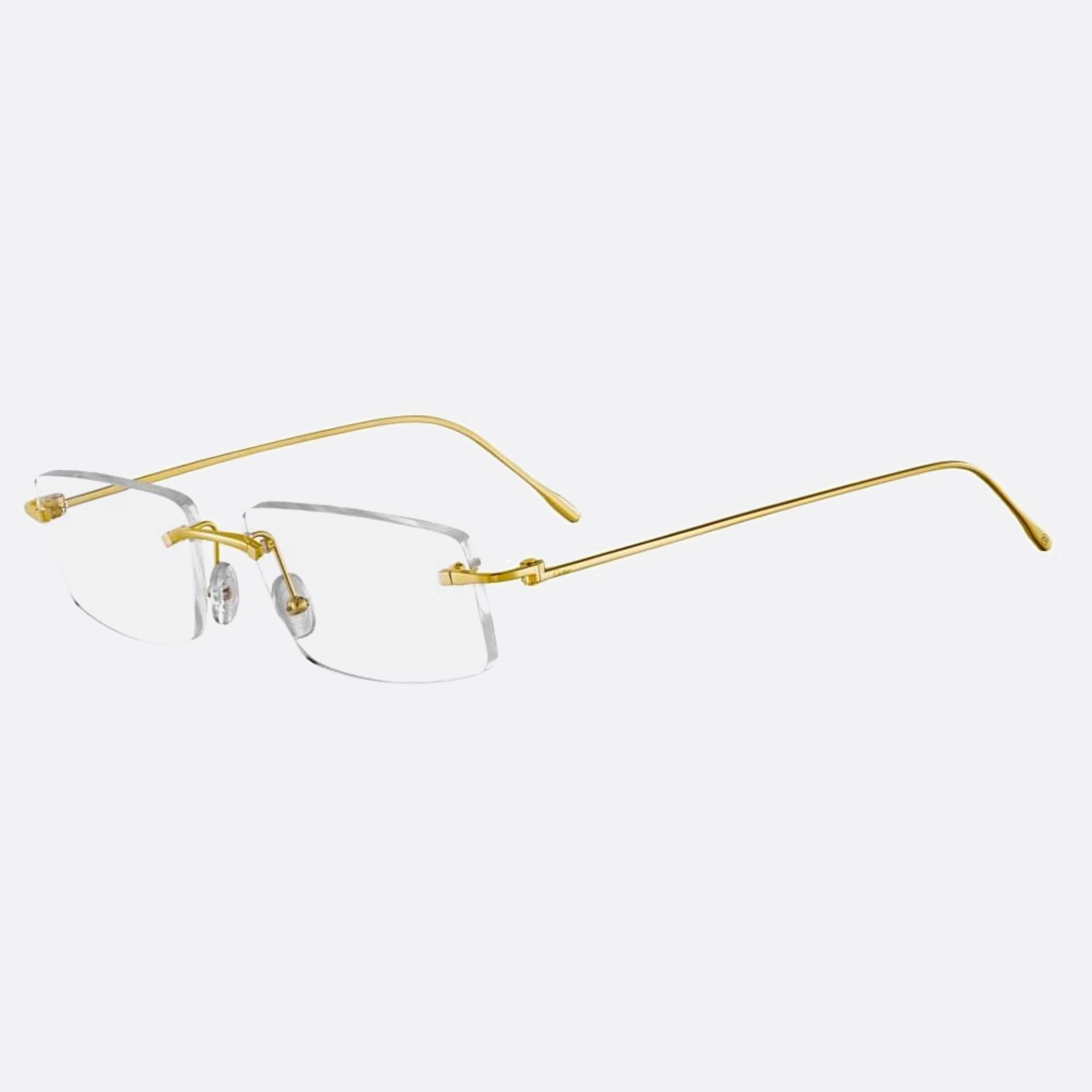 Cartier 56mm Gold Geometric Unisex Eyeglasses - Side View