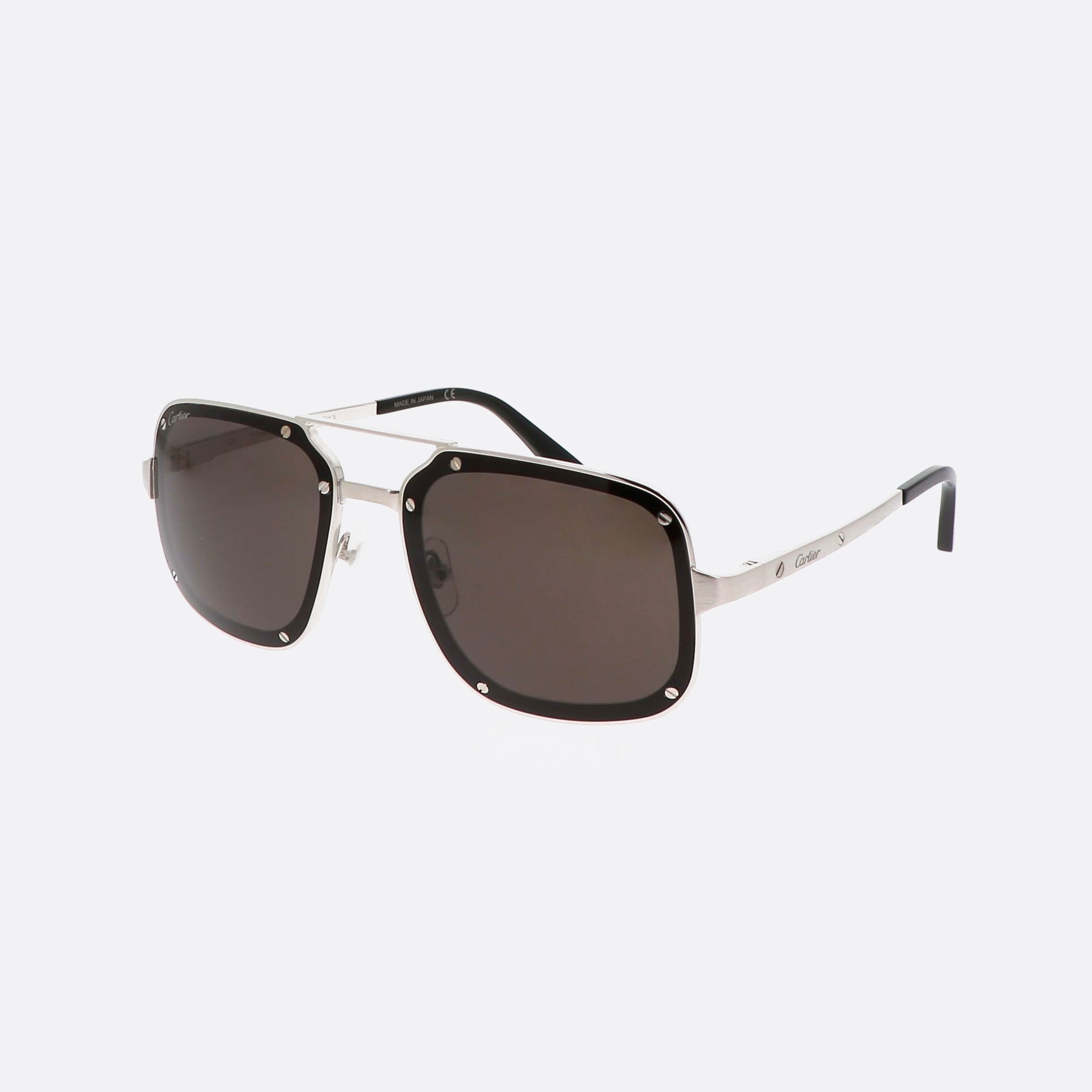Cartier 58mm Silver Pilot Men Sunglasses - Main View