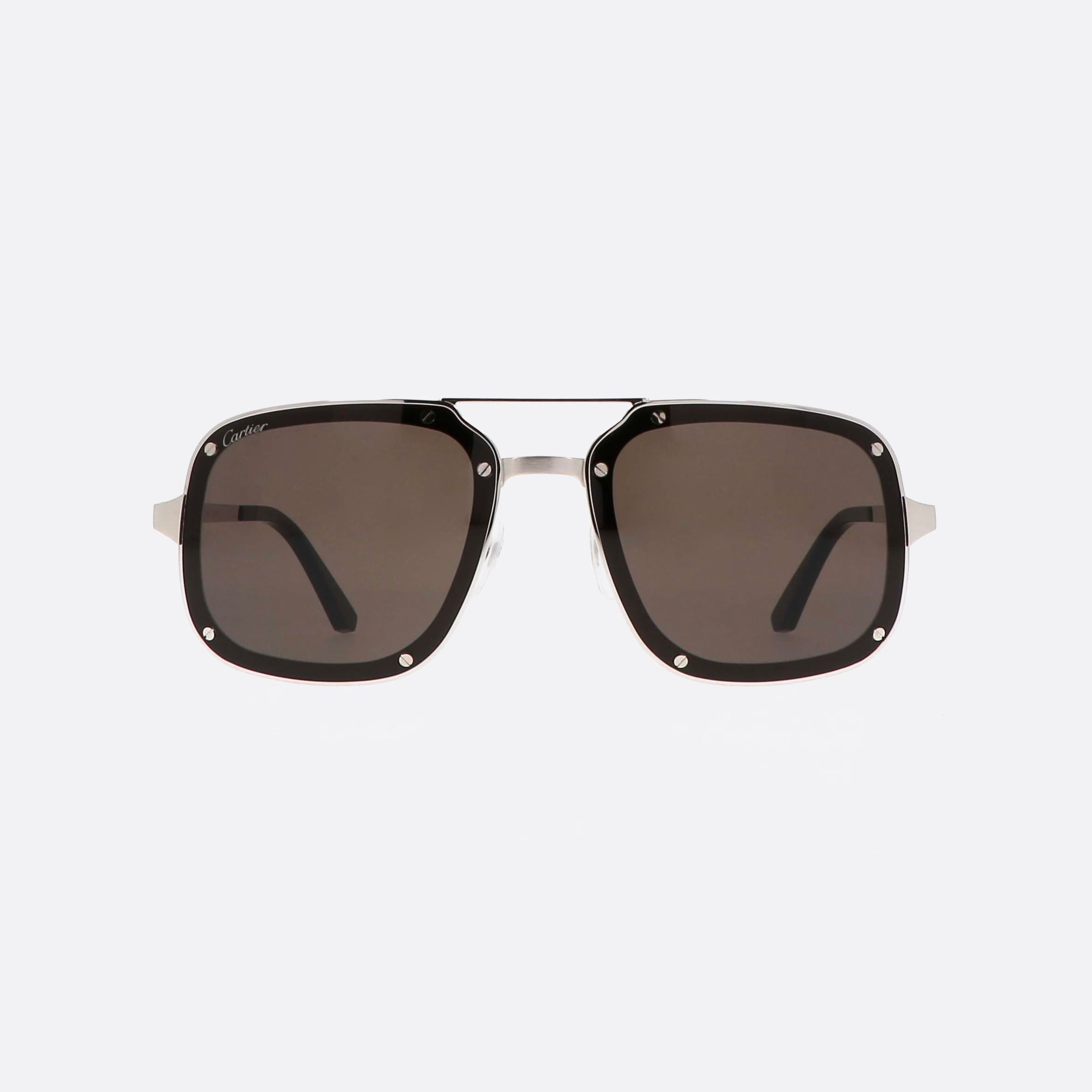 Cartier 58mm Silver Pilot Men Sunglasses - Side View