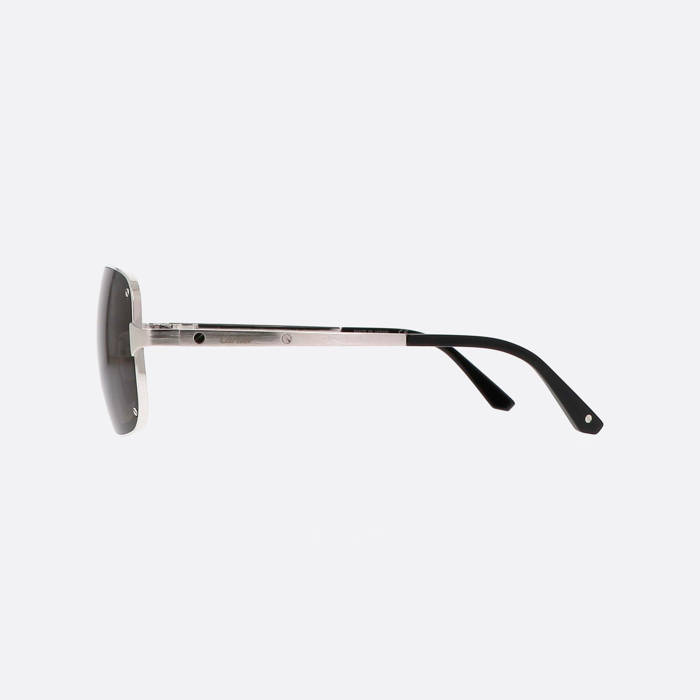Cartier 58mm Silver Pilot Men Sunglasses - Detail View