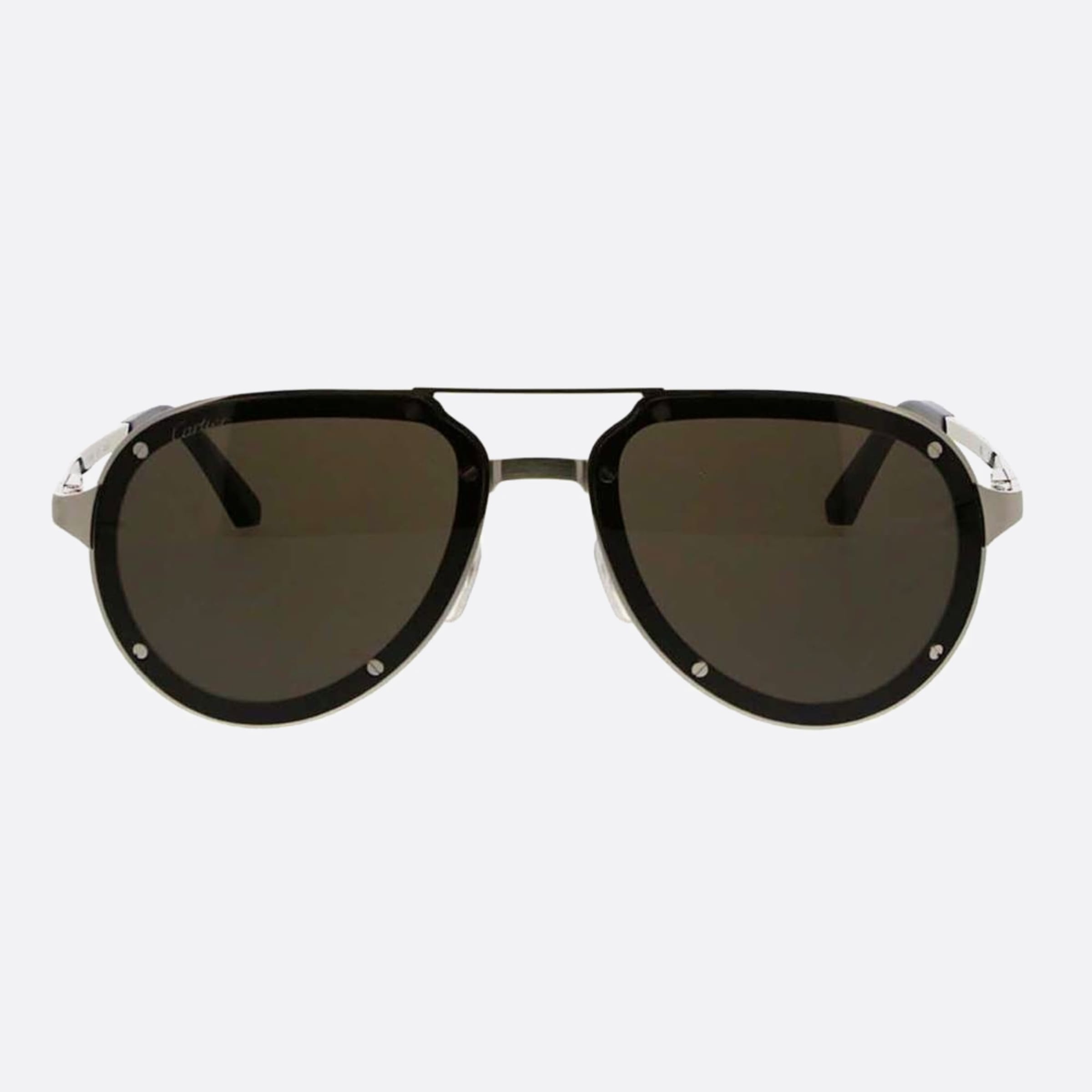 Cartier 60mm Silver Pilot Men Sunglasses - Main View