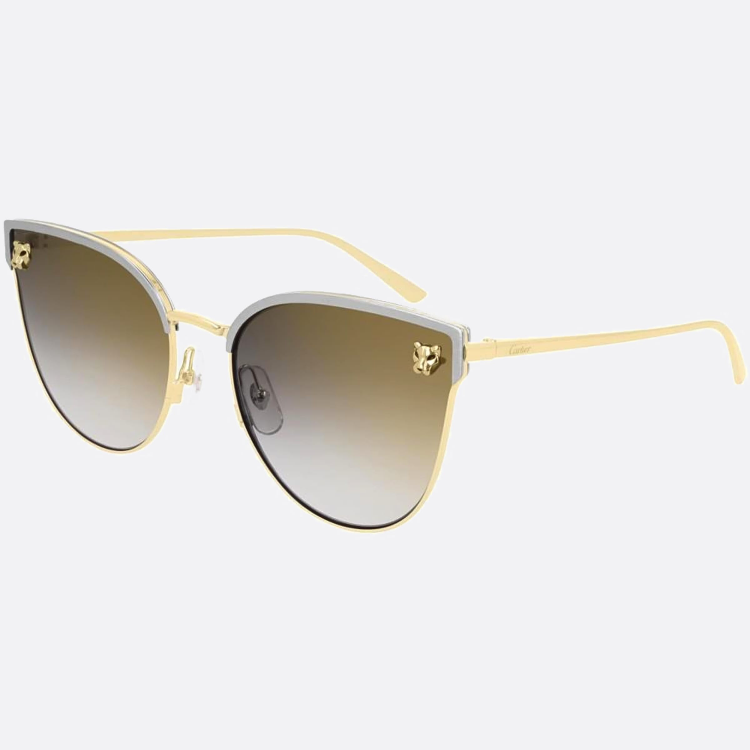 Cartier 59mm Silver Cat Eye Women Sunglasses - Side View