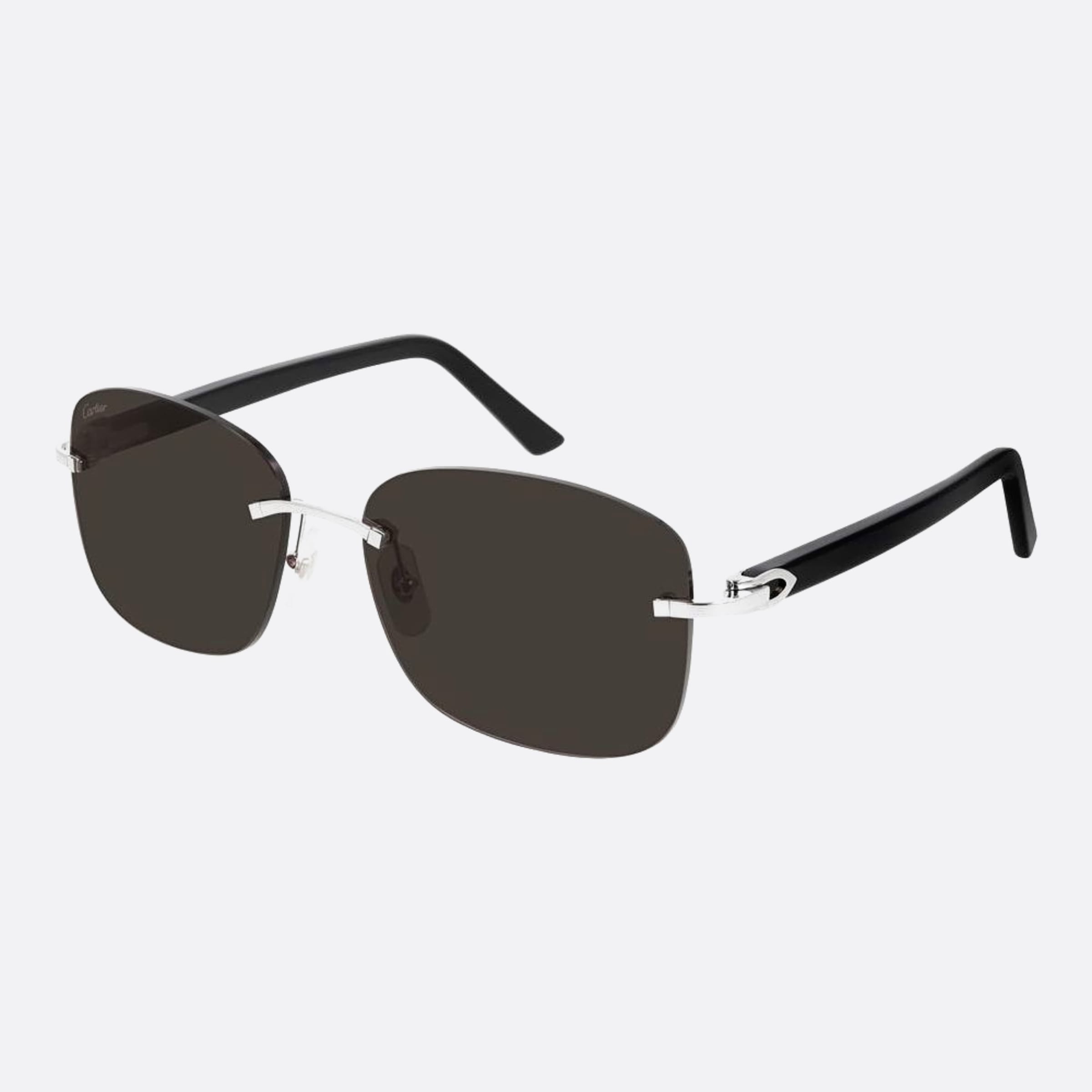 Cartier 58mm Silver Geometric Men Sunglasses - Side View