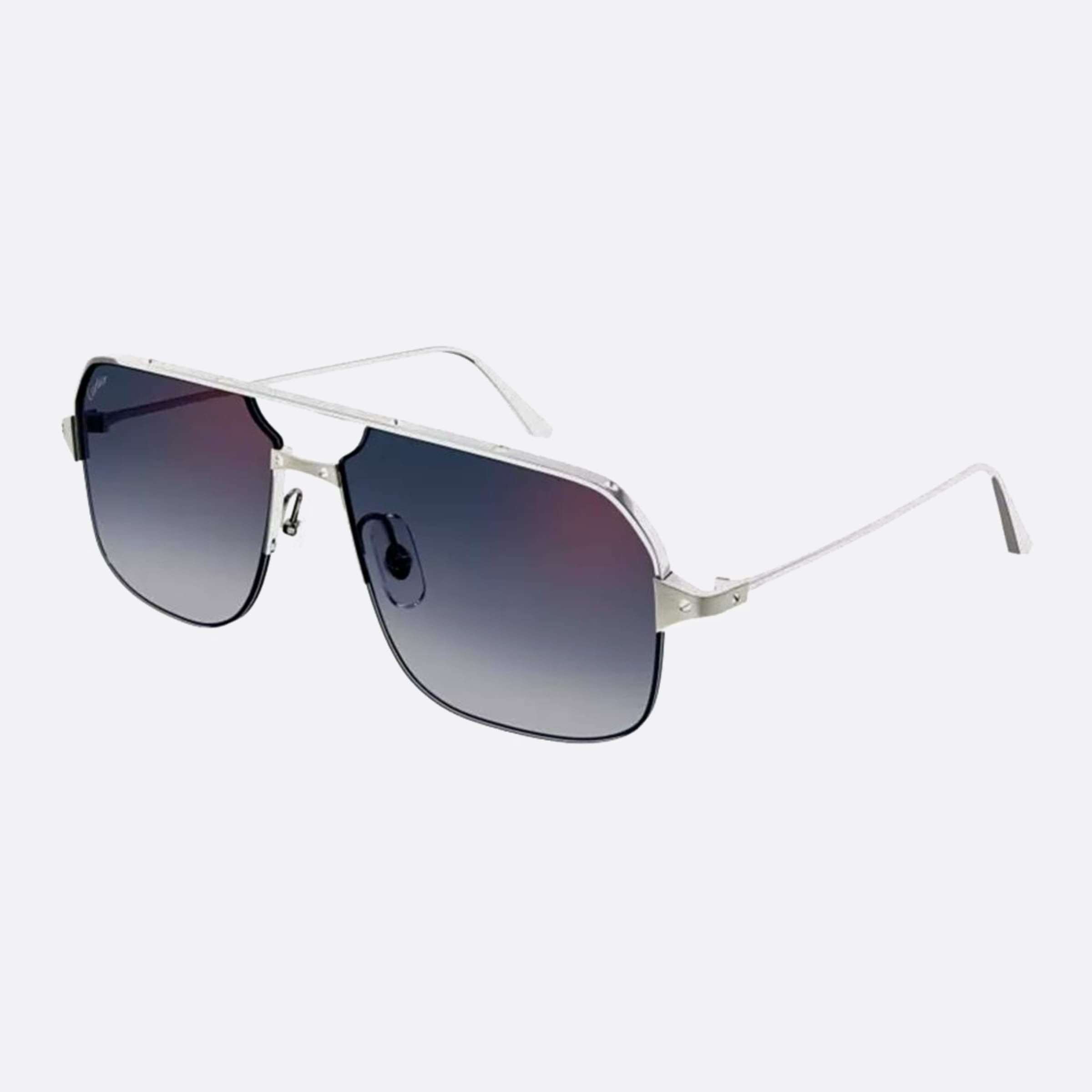 Cartier 59mm Silver Pilot Men Sunglasses - Side View