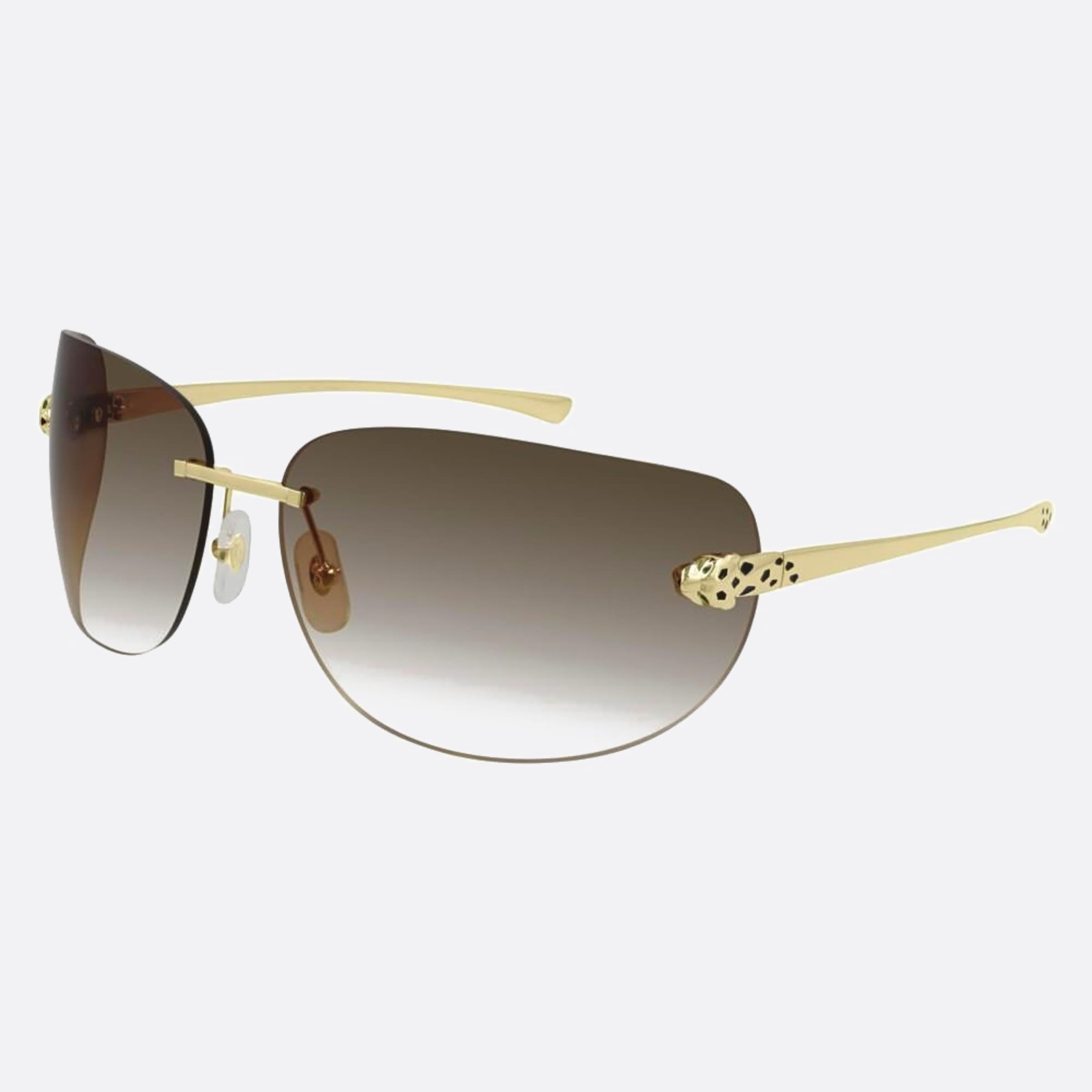 Cartier 61mm Gold Geometric Men Sunglasses - Side View
