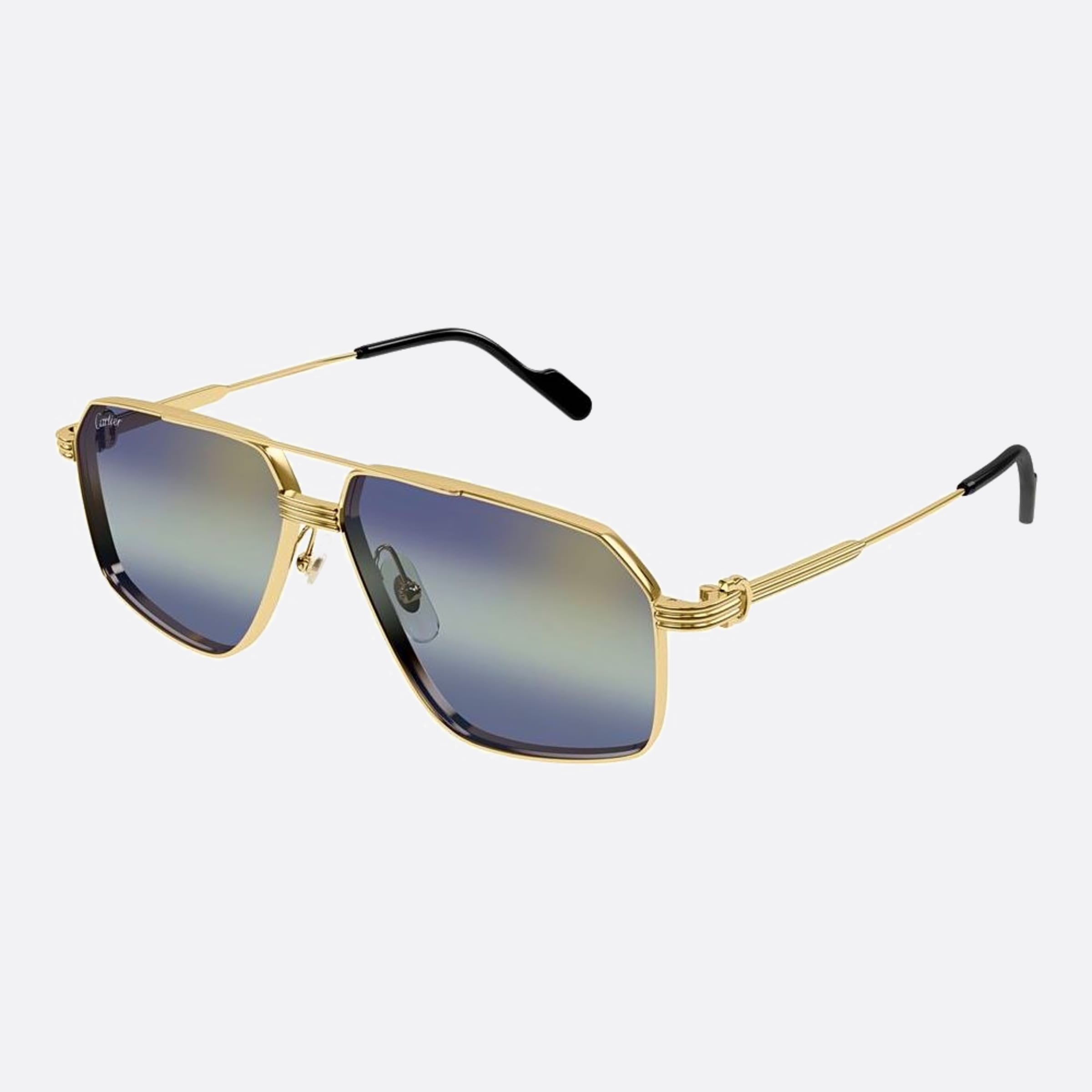 Cartier 61mm Gold Pilot Men Sunglasses - Side View