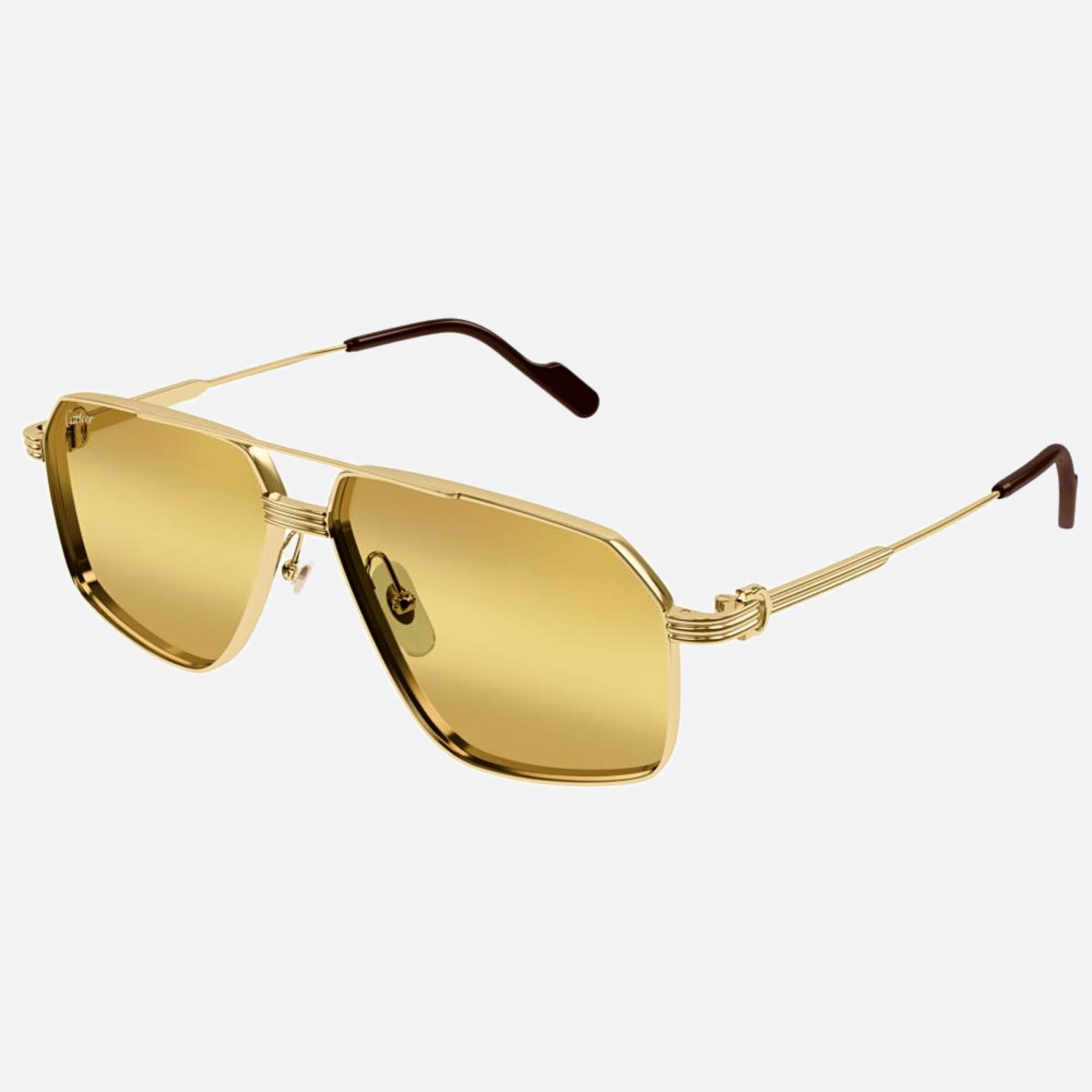 Cartier 61mm Gold Pilot Men Sunglasses - Side View