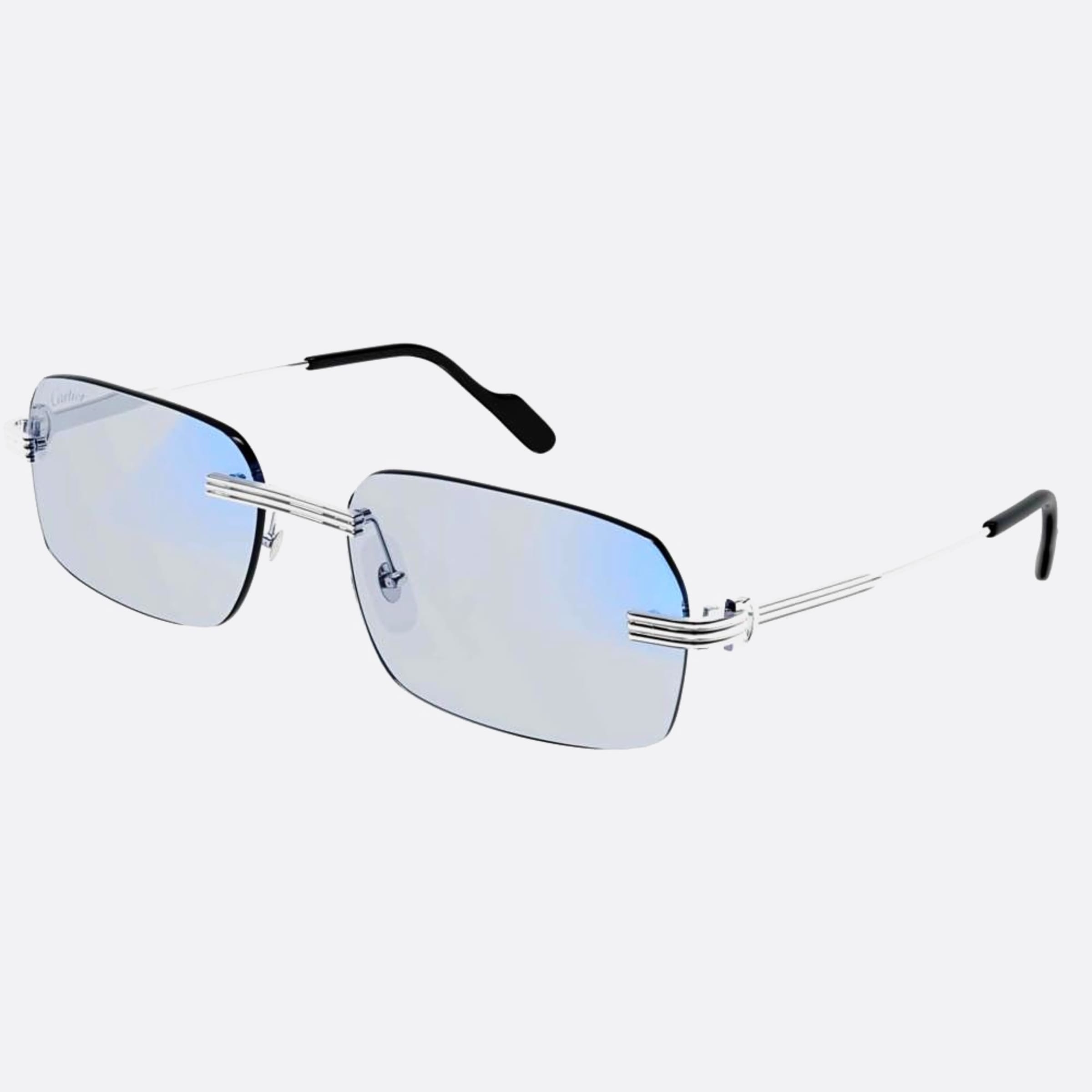 Cartier 58mm Sdf Silver Geometric Photochromic Men Sunglasses - Main View